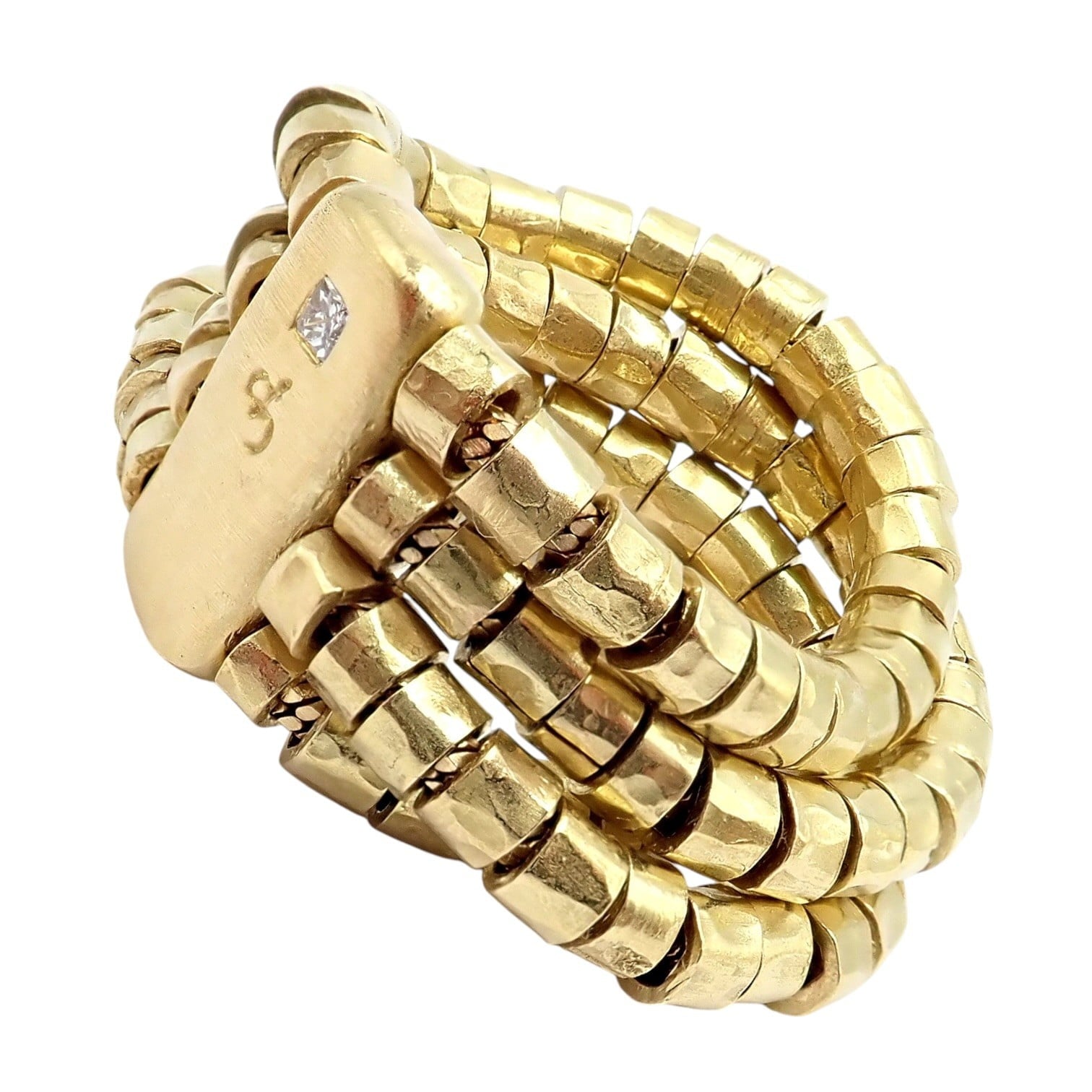 H.Stern Jewelry & Watches:Fine Jewelry:Rings Authentic! H. Stern 18k Yellow Gold Diamond 4 Strand Beaded Band Ring sz 7
