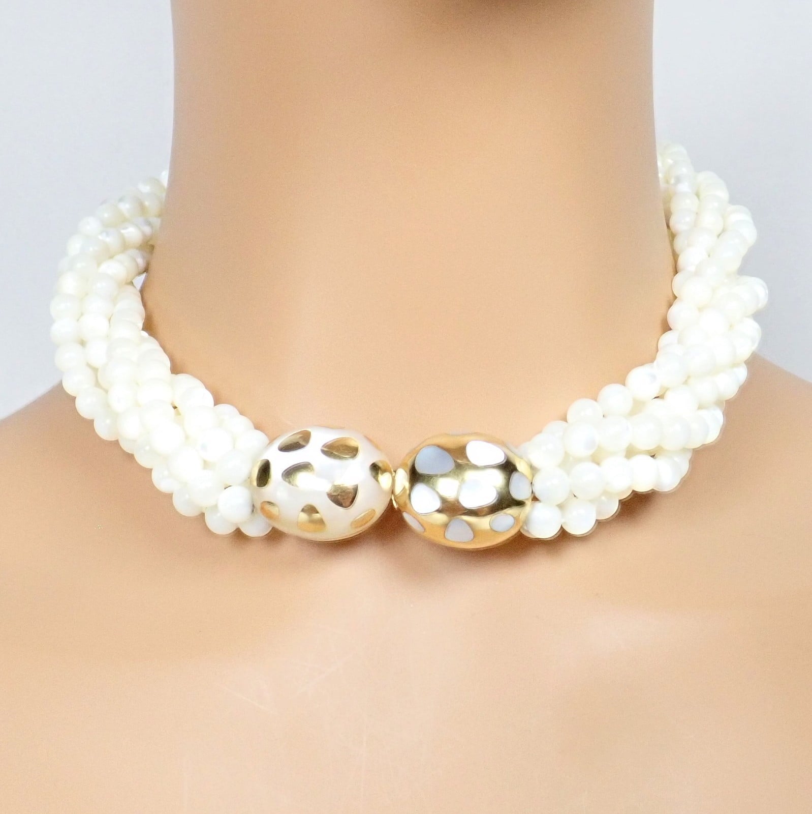 Tiffany & Co. Jewelry & Watches:Fine Jewelry:Necklaces & Pendants Tiffany & Co Cummings 18k Gold Mother Of Pearl Bead Positive Torsade Necklace