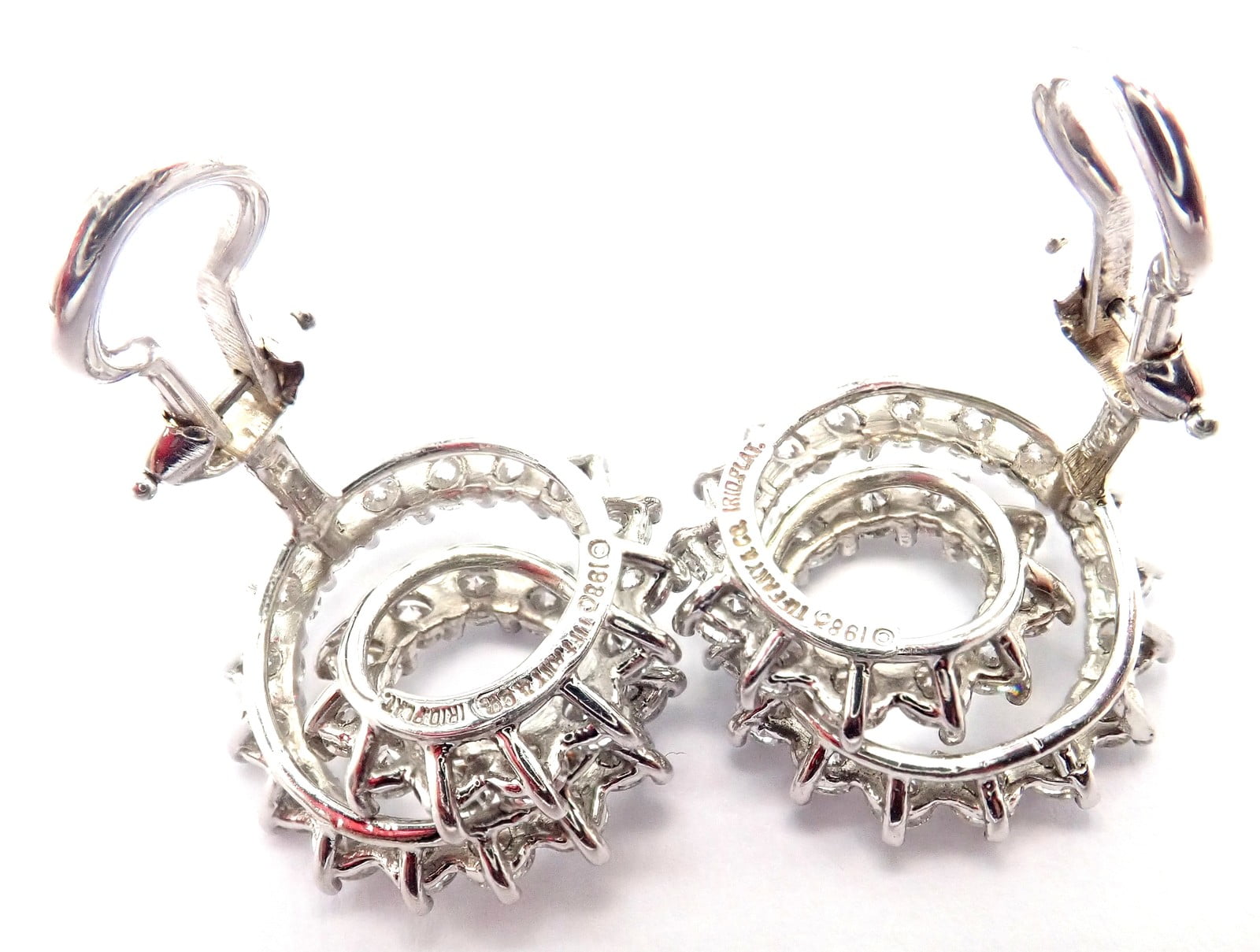 Tiffany & Co. Jewelry & Watches:Fine Jewelry:Earrings Authentic! Vintage Tiffany & Co Irid Platinum Diamond Swirl Earrings