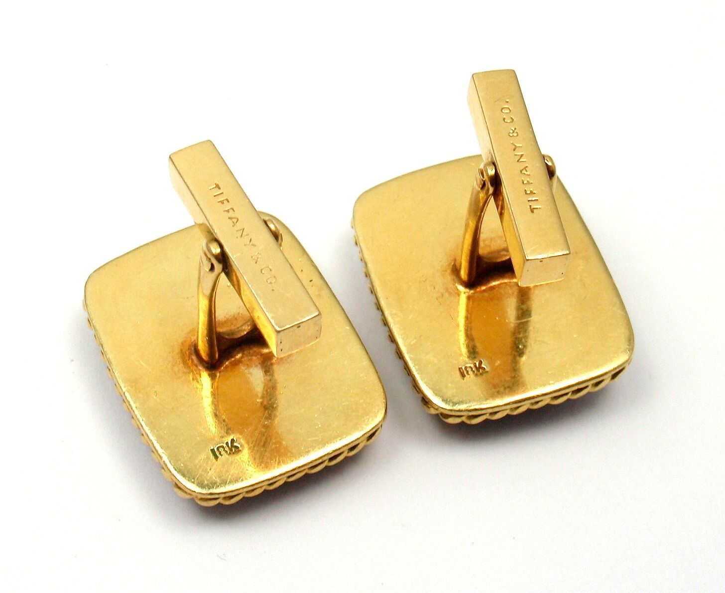 Tiffany & Co. 18k Yellow Gold Large Lapis Lazuli Rope Bordered Gold Cufflinks | Fortrove