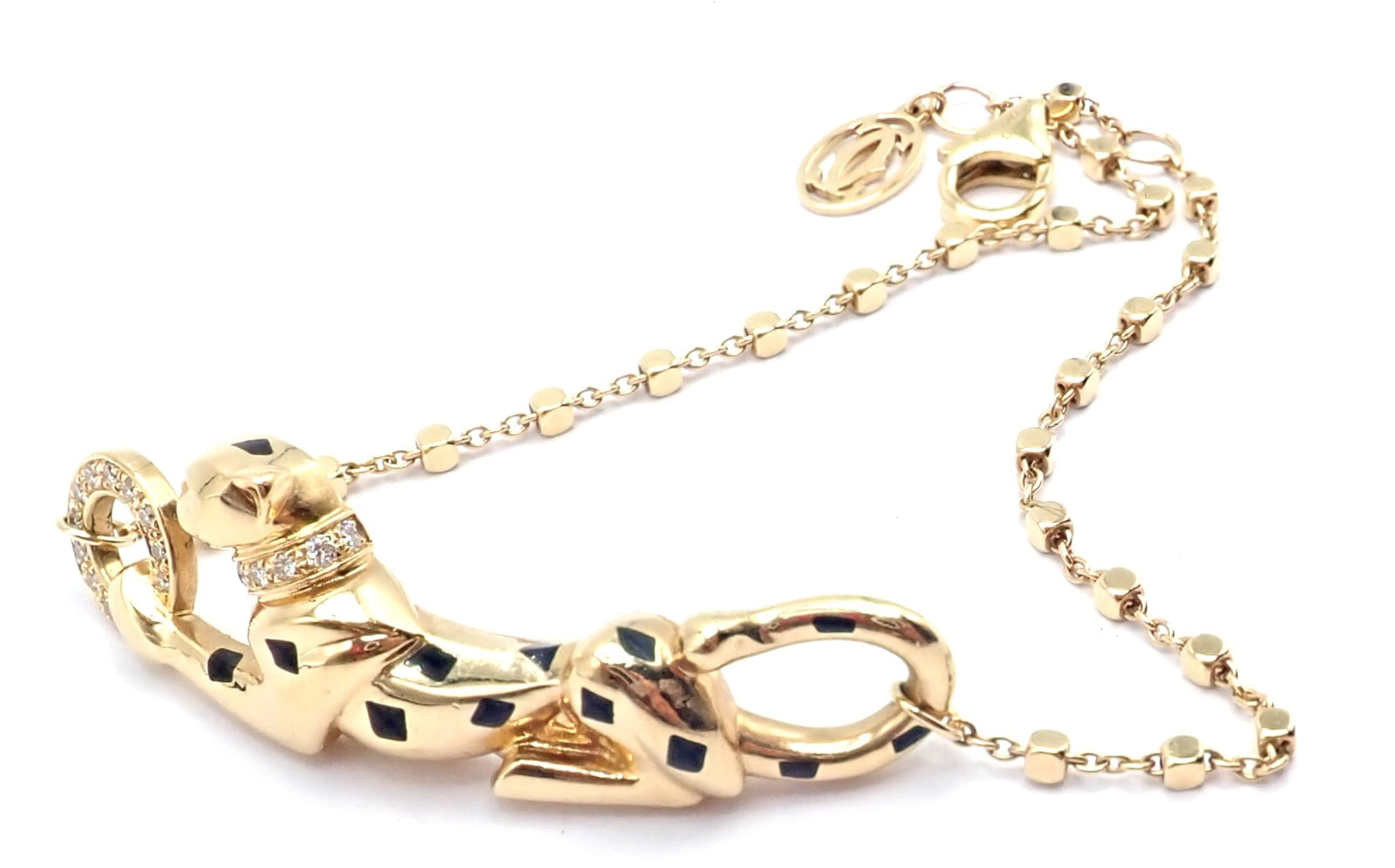 Cartier Jewelry & Watches:Fine Jewelry:Bracelets & Charms Authentic! Cartier Panther 18k Yellow Gold Diamond Tsavorite Bracelet Cert.