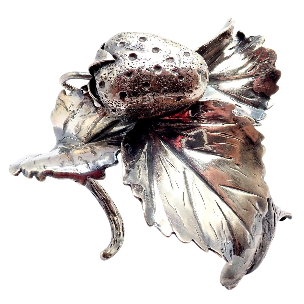 Buccellati Jewelry & Watches:Fine Jewelry:Bracelets & Charms Rare! Vintage Mario Buccellati Silver Strawberry Leaf Branch Cuff Bracelet