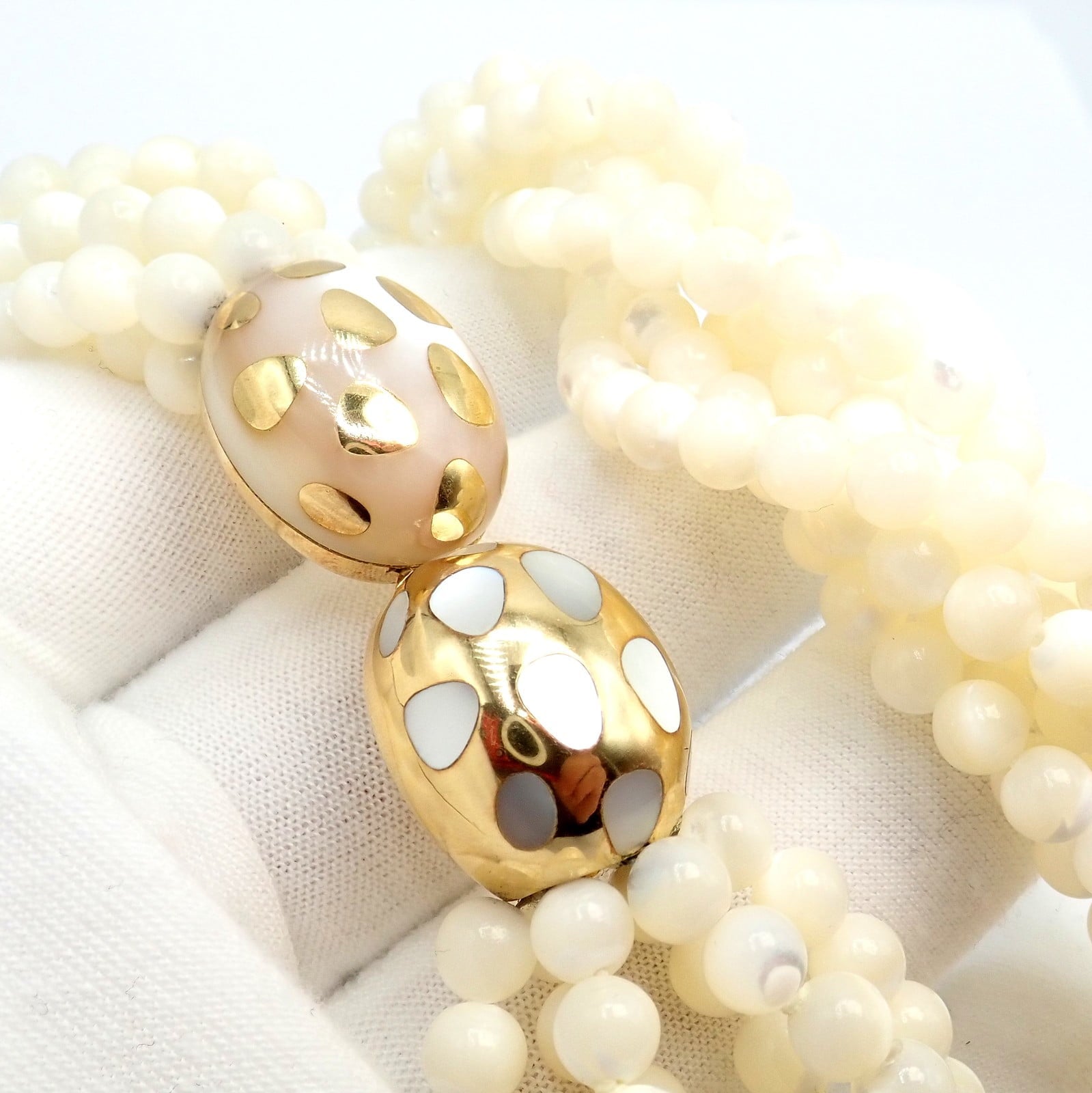Tiffany & Co. Jewelry & Watches:Fine Jewelry:Necklaces & Pendants Tiffany & Co Cummings 18k Gold Mother Of Pearl Bead Positive Torsade Necklace