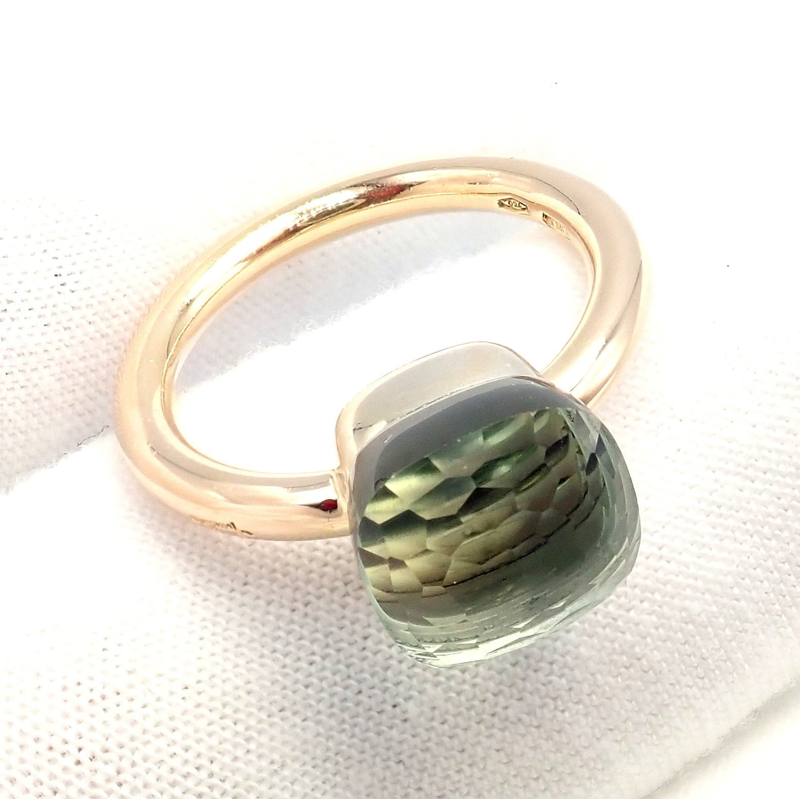 Authentic! Pomellato 18k Yellow Gold Nudo Maxi Classic Prasiolite Ring Sz 8 | Fortrove