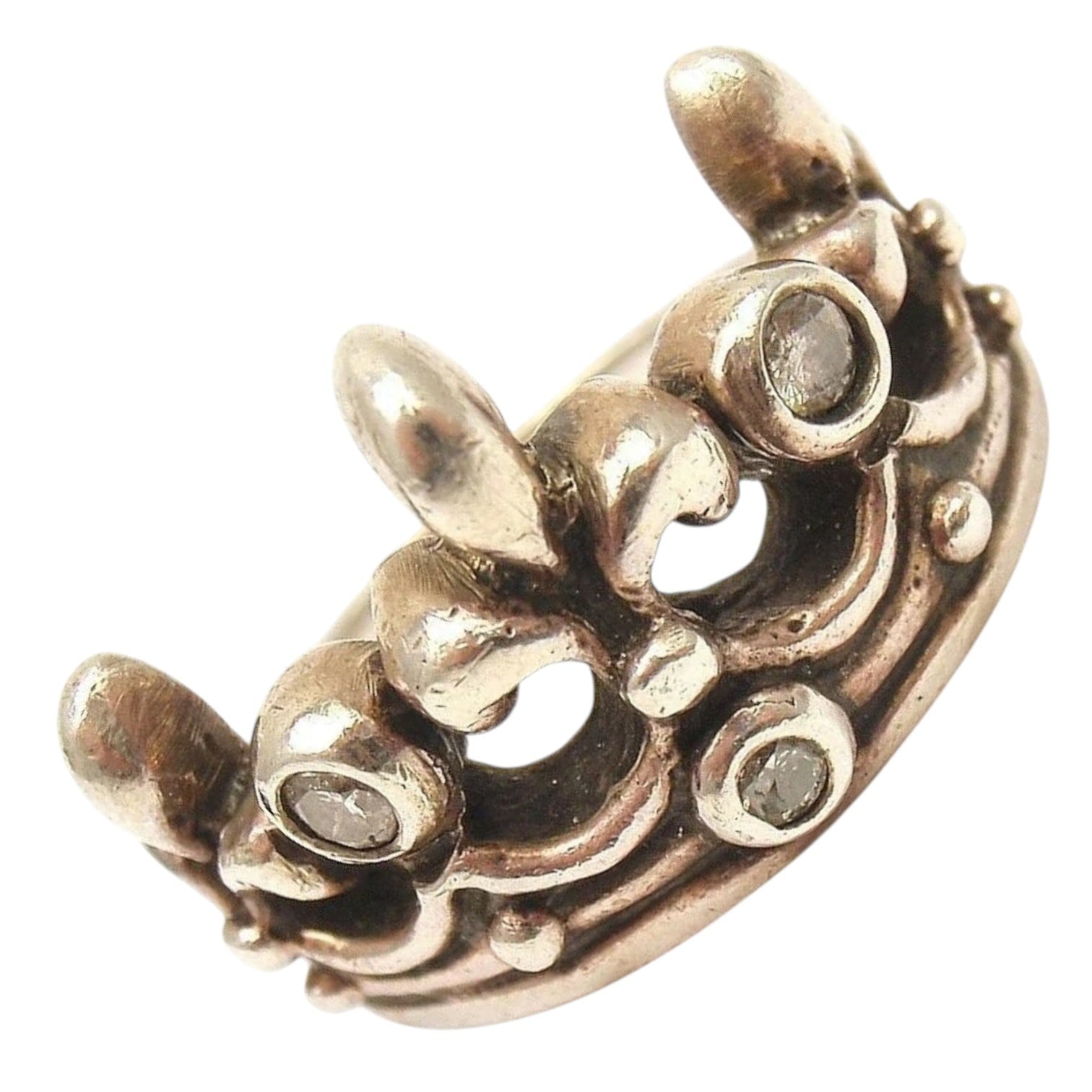 Rare! Authentic ROYAL ORDER Sterling Slver Diamond Crown Band Ring | Fortrove