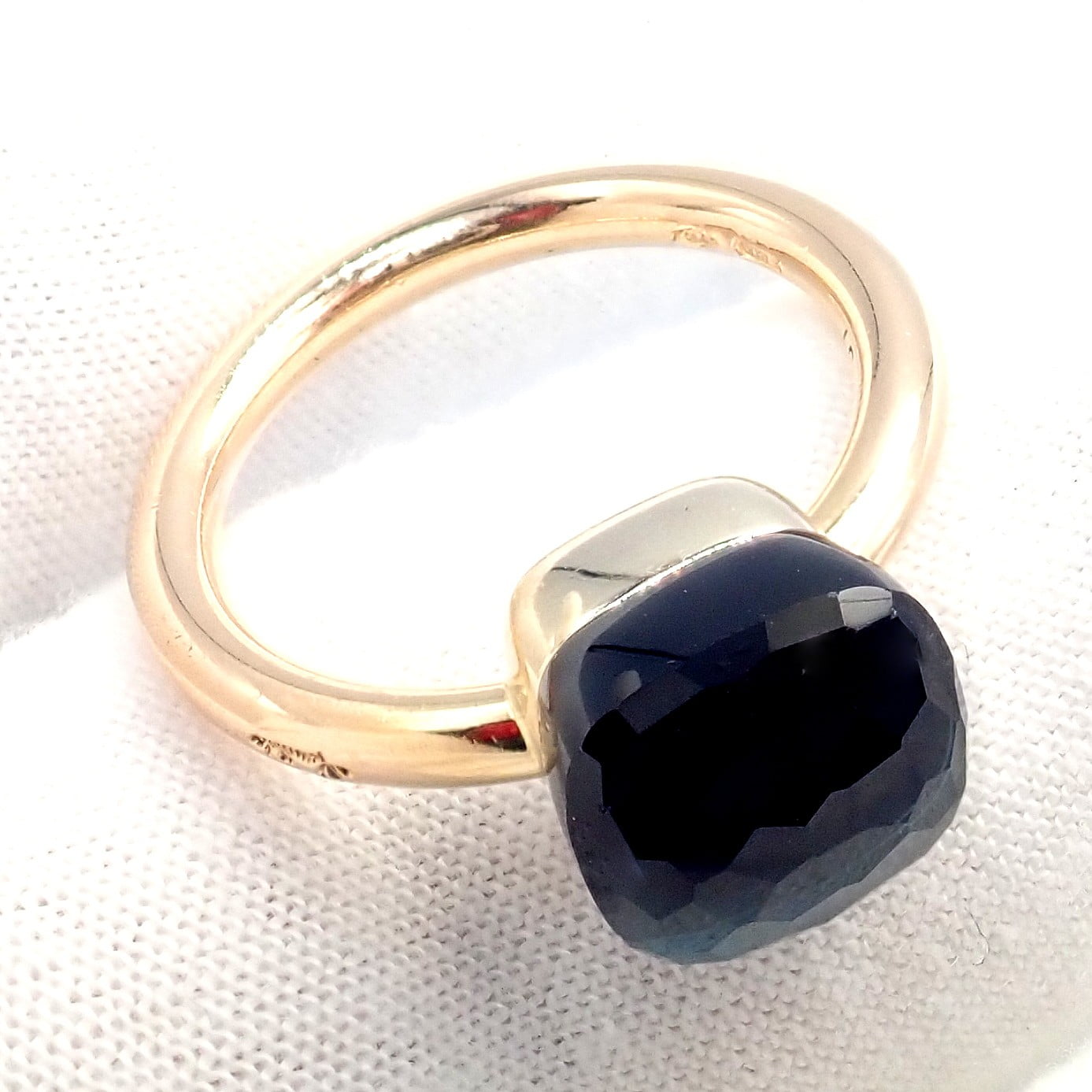 Authentic! Pomellato 18k Yellow Gold Nudo Maxi London Blue Topaz Ring Sz 8.25 | Fortrove