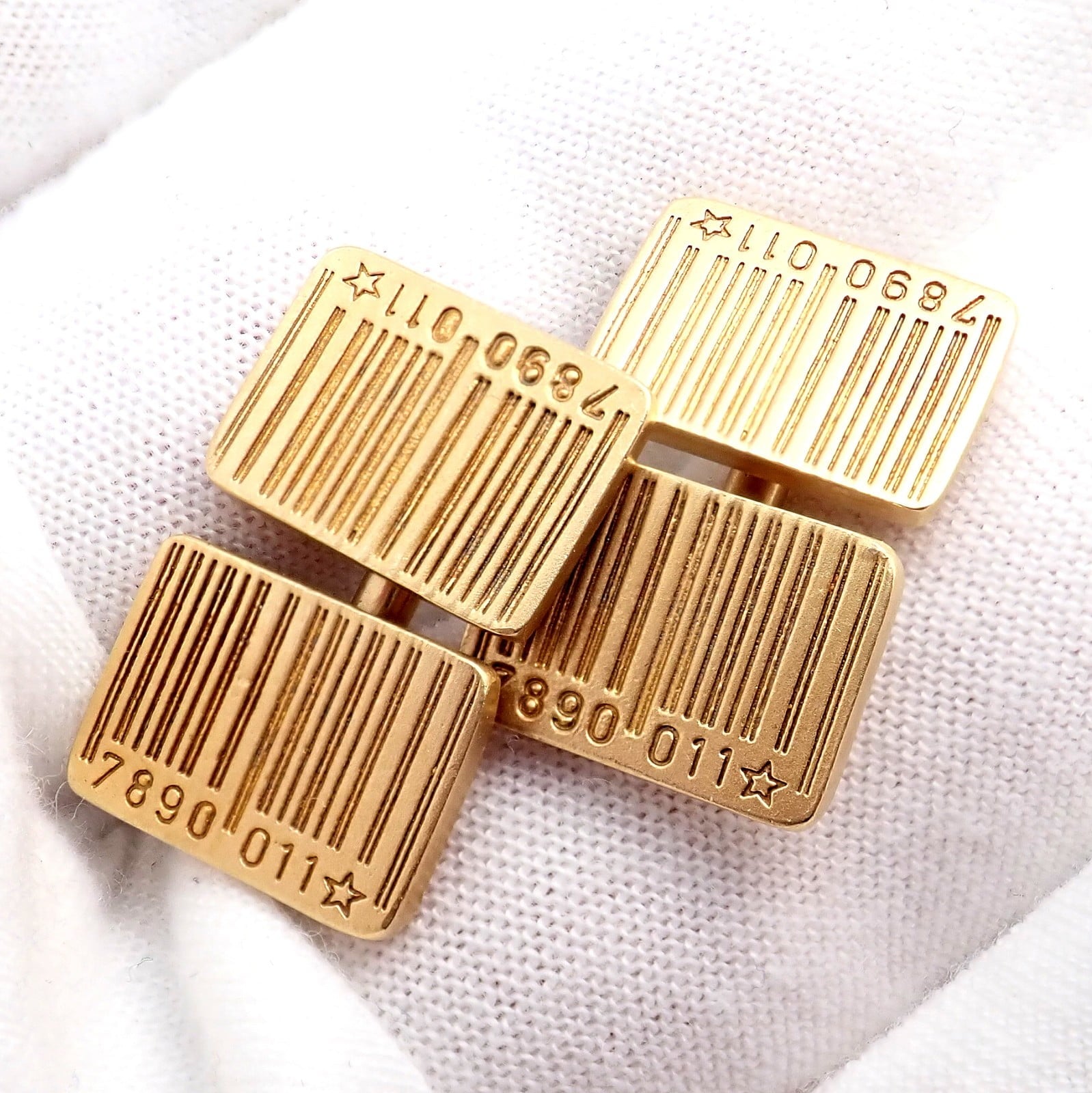 H.Stern Jewelry & Watches:Men's Jewelry:Cufflinks Rare! H. Stern 18k Yellow Gold UPC Bar Code Cufflinks