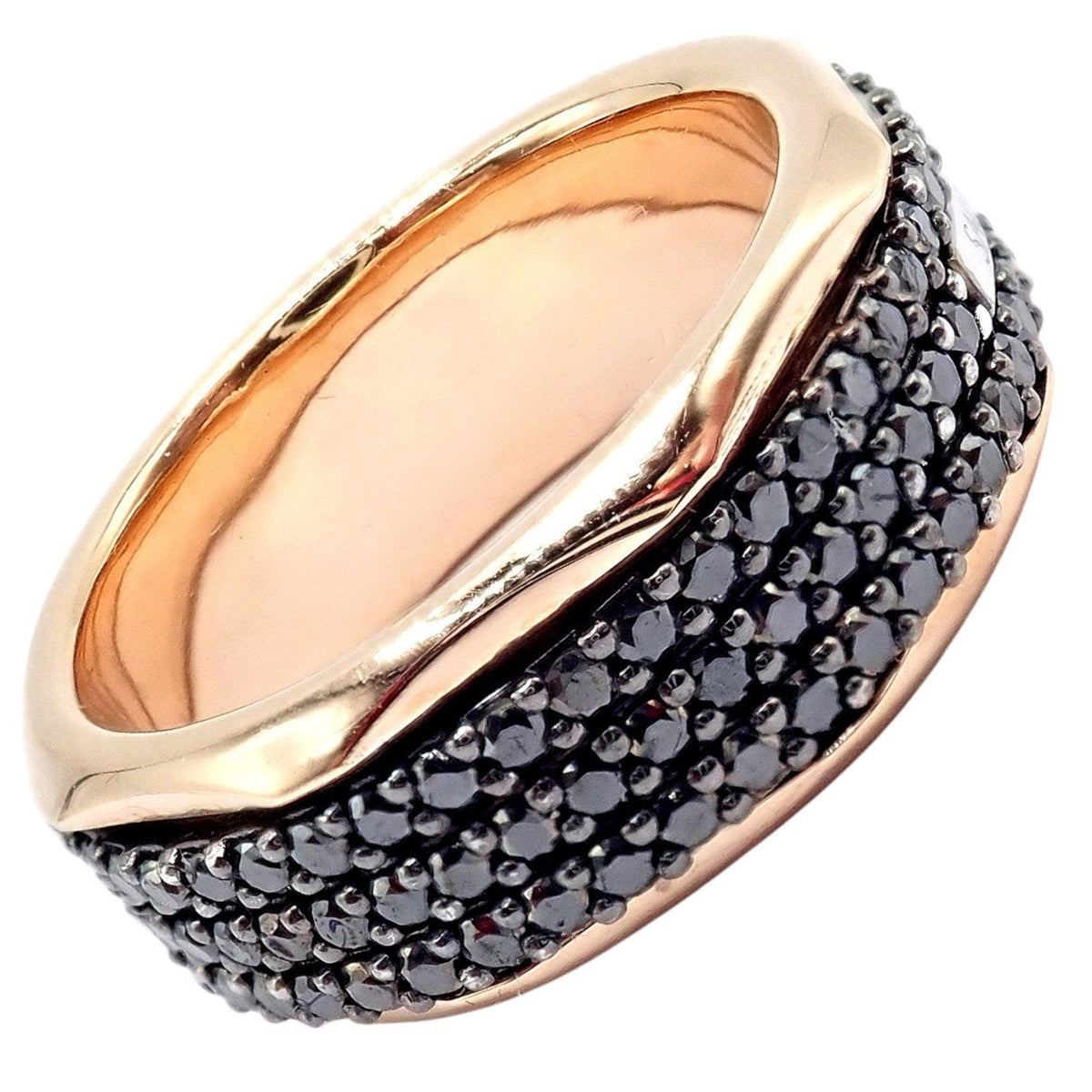 Sauro Jewelry & Watches:Fine Jewelry:Rings Sauro Rotante Octagonal 18k Rose Gold Black Diamond Rotating Band Ring Sz 10