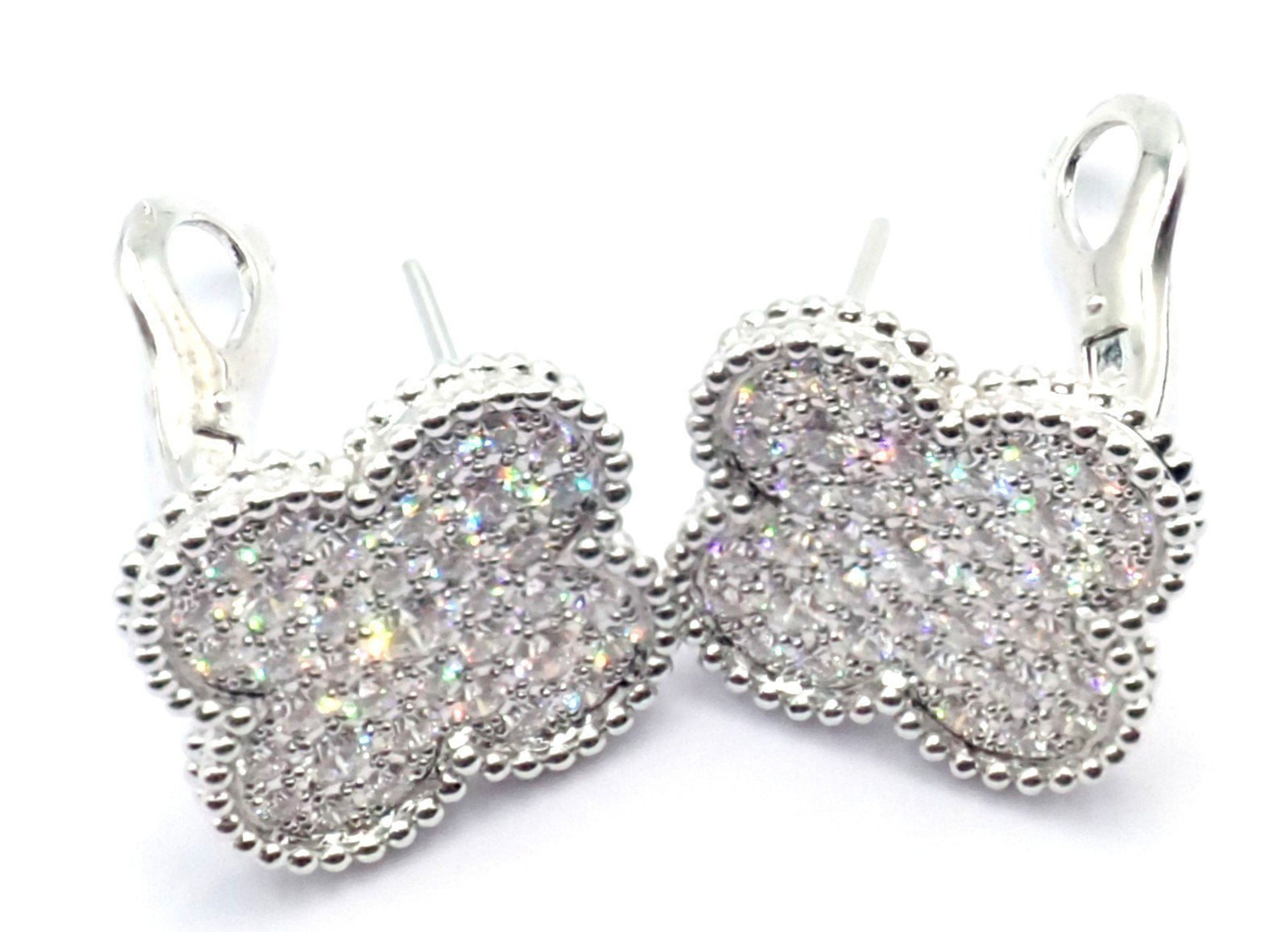 Van Cleef & Arpels Jewelry & Watches:Fine Jewelry:Earrings Authentic! Van Cleef & Arpels 18k White Gold Magic Alhambra Diamond Earrings