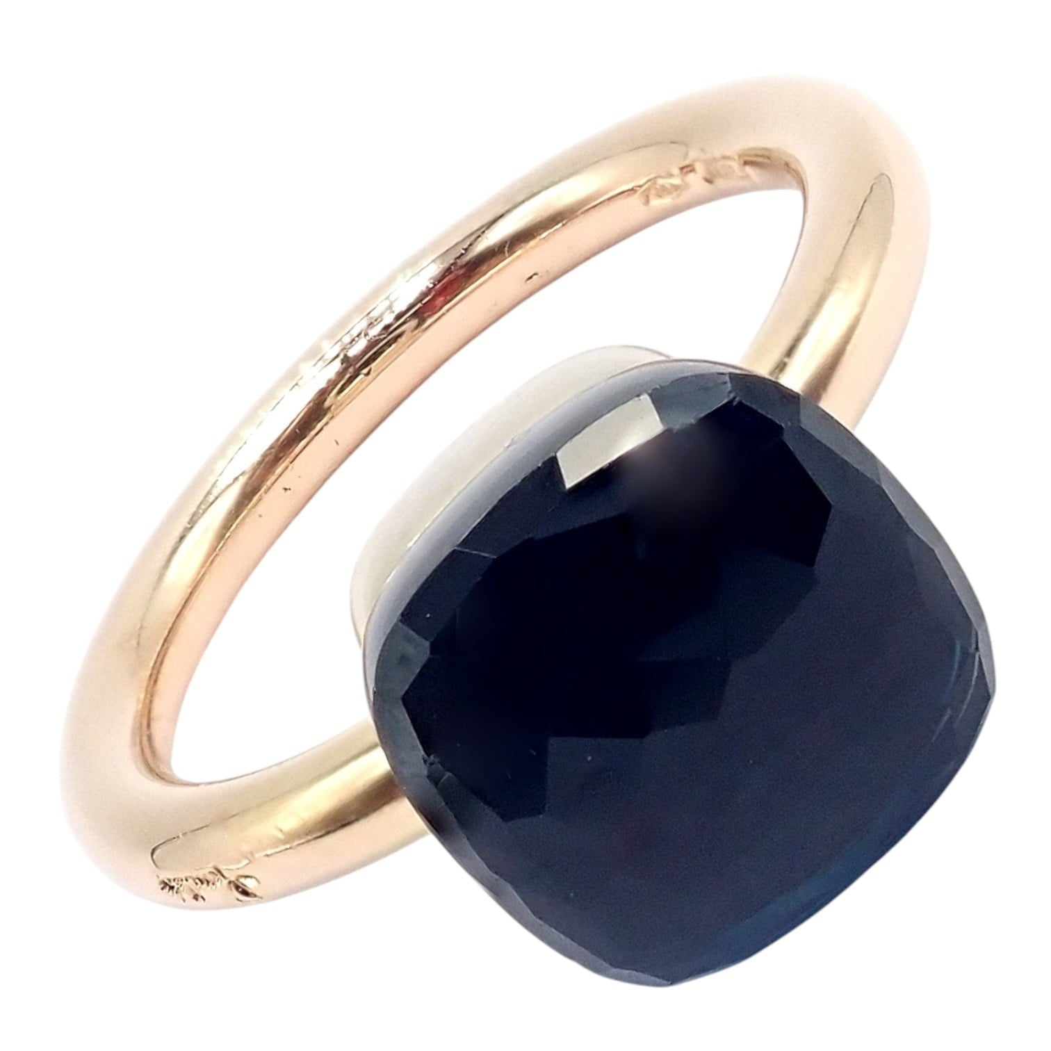 Authentic! Pomellato 18k Yellow Gold Nudo Maxi London Blue Topaz Ring Sz 8.25 | Fortrove