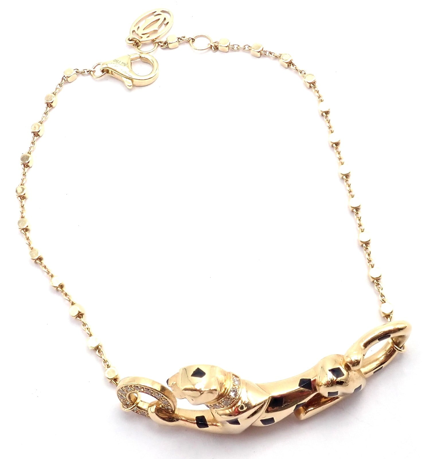 Cartier Jewelry & Watches:Fine Jewelry:Bracelets & Charms Authentic! Cartier Panther 18k Yellow Gold Diamond Tsavorite Bracelet Cert.