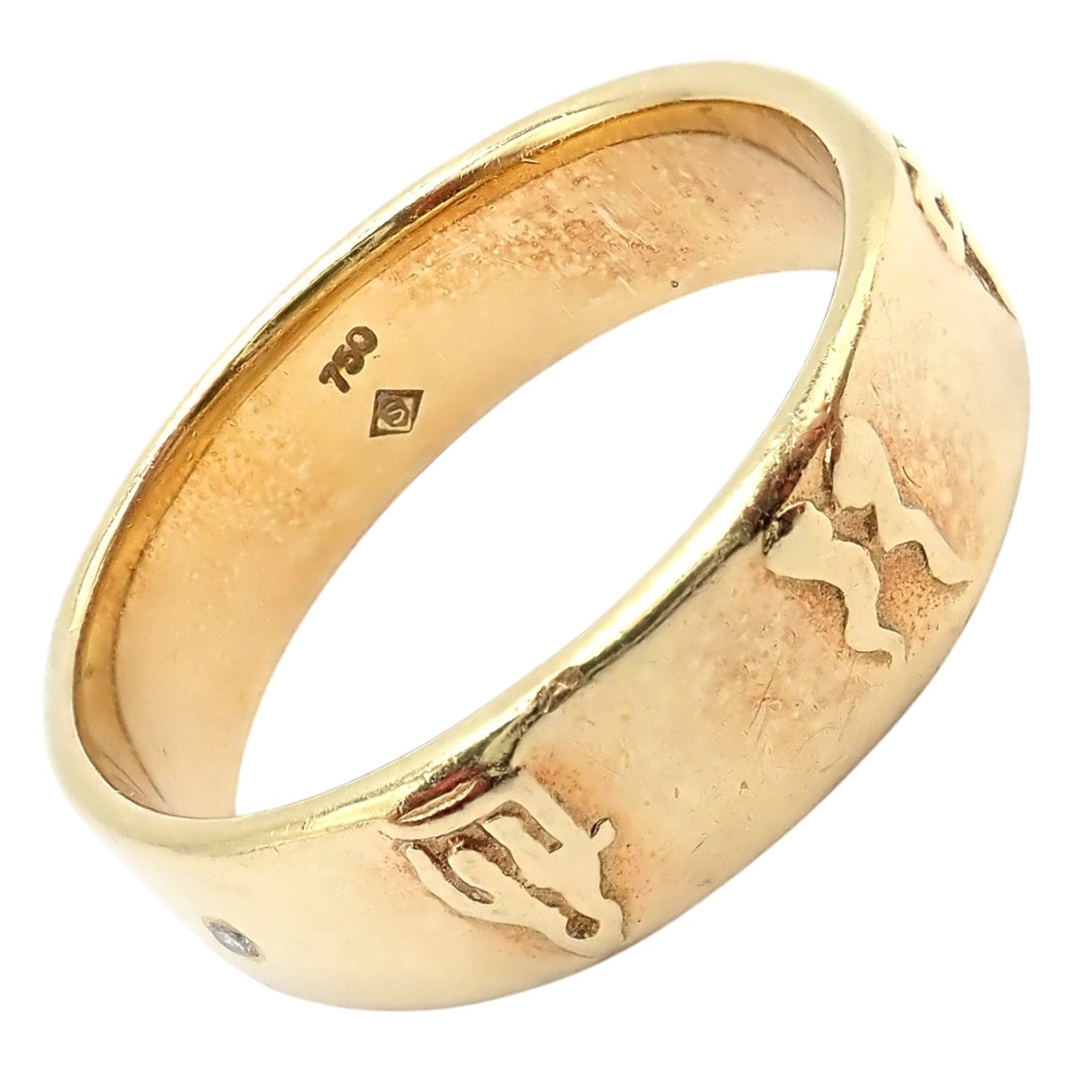 H.Stern Jewelry & Watches:Fine Jewelry:Rings Authentic! H. Stern 18k Yellow Gold Diamond Glyph Band Ring sz 7