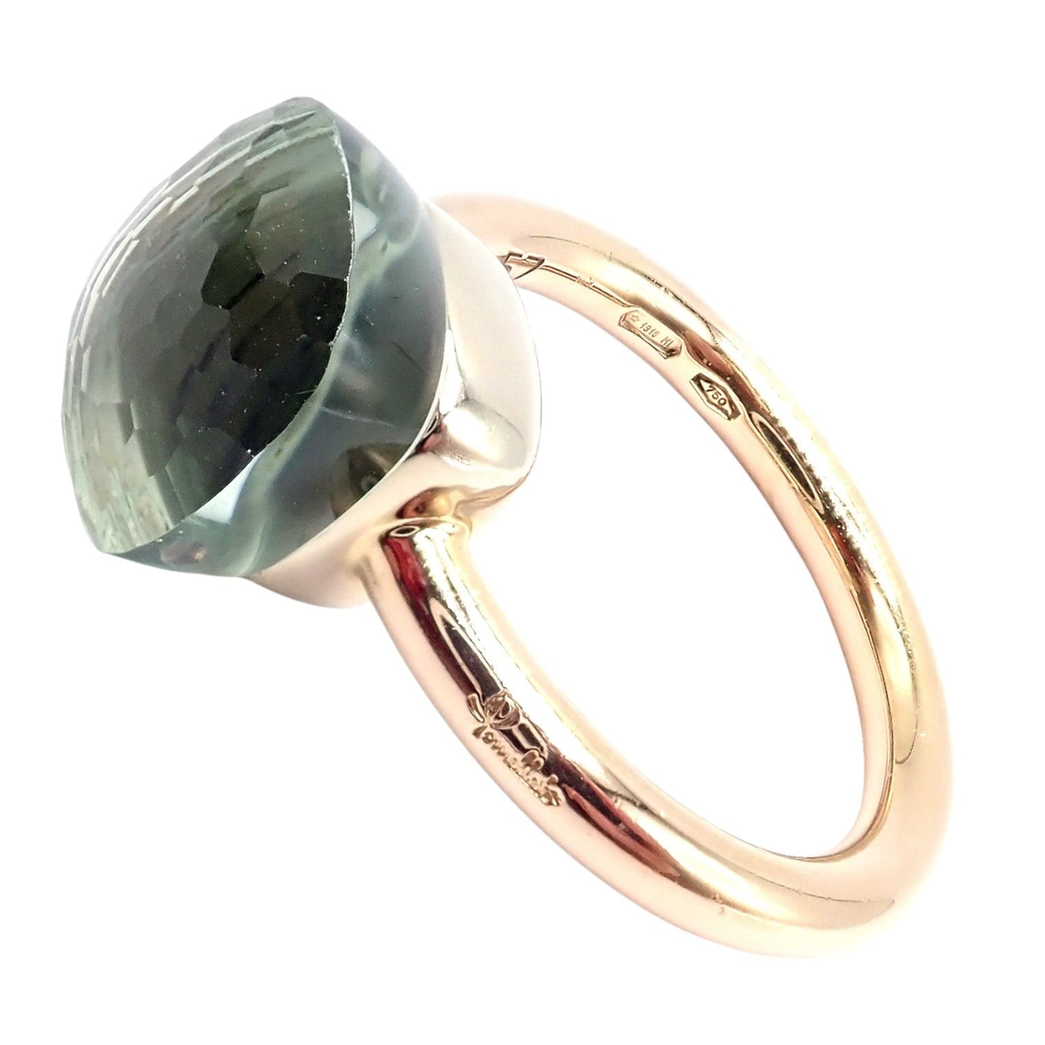 Authentic! Pomellato 18k Yellow Gold Nudo Maxi Classic Prasiolite Ring Sz 8 | Fortrove