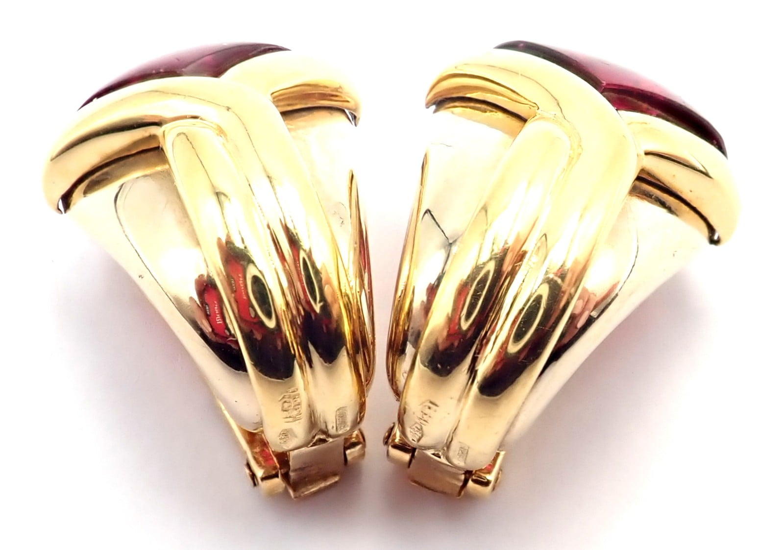 Bvlgari Jewelry & Watches:Fine Jewelry:Earrings Vintage! Bulgari Bvlgari 18k Yellow & White Gold Pink Tourmaline Earrings