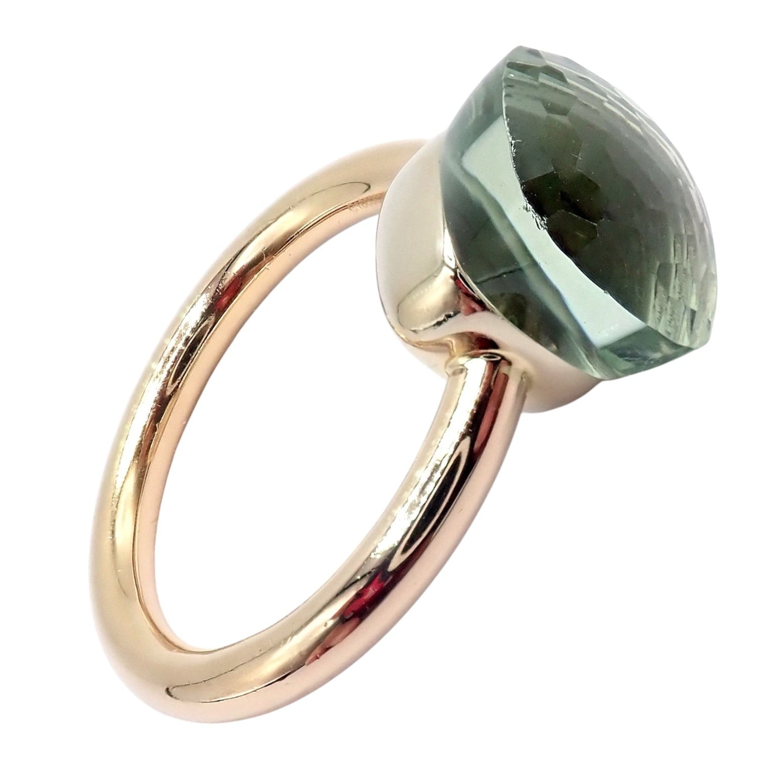 Authentic! Pomellato 18k Yellow Gold Nudo Maxi Classic Prasiolite Ring Sz 8 | Fortrove