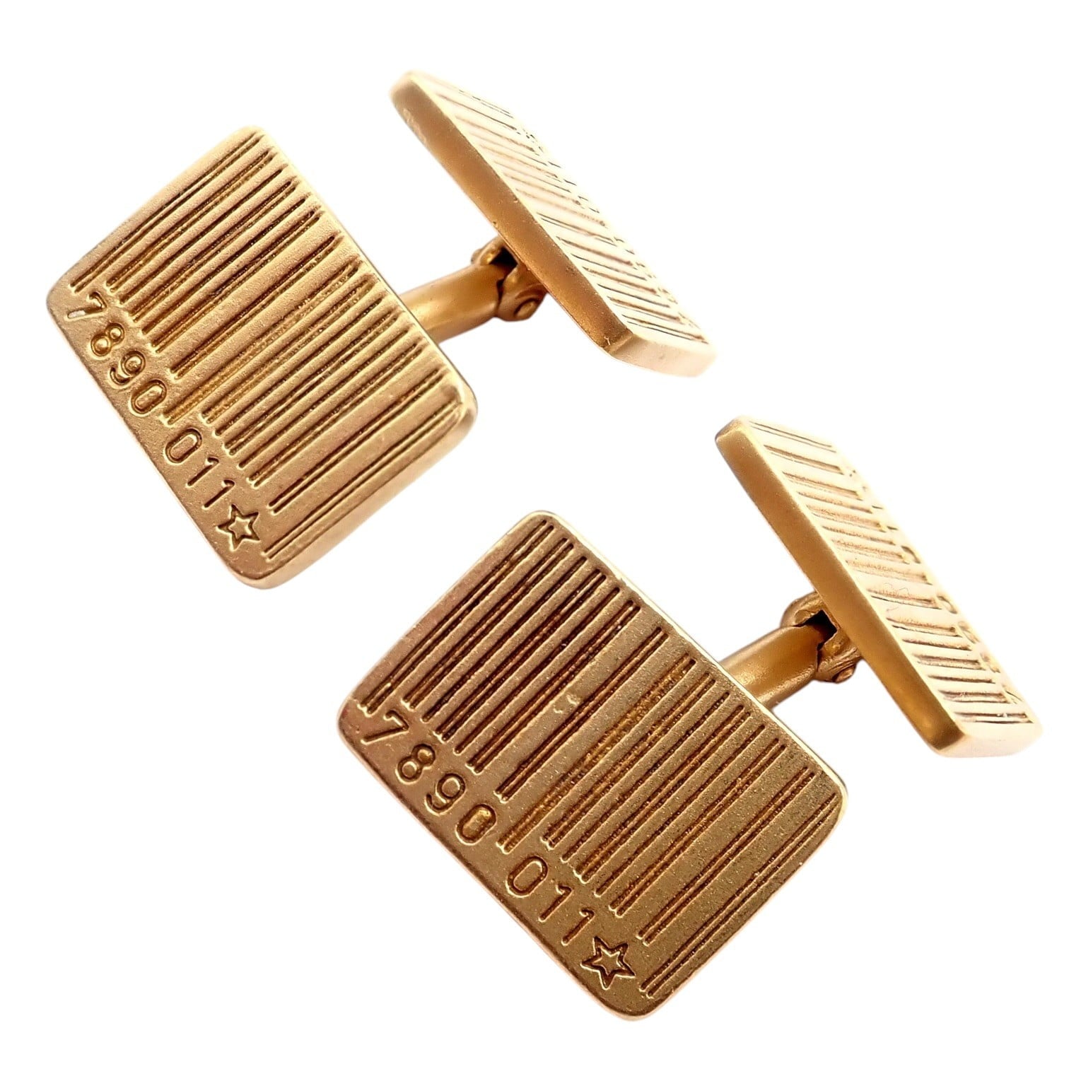 H.Stern Jewelry & Watches:Men's Jewelry:Cufflinks Rare! H. Stern 18k Yellow Gold UPC Bar Code Cufflinks