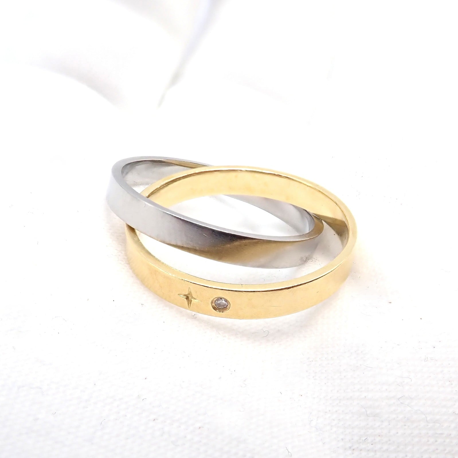 H.Stern Jewelry & Watches:Fine Jewelry:Rings Authentic! H. Stern 18k Yellow + White Gold Diamond Twin Rolling Band Ring sz 9