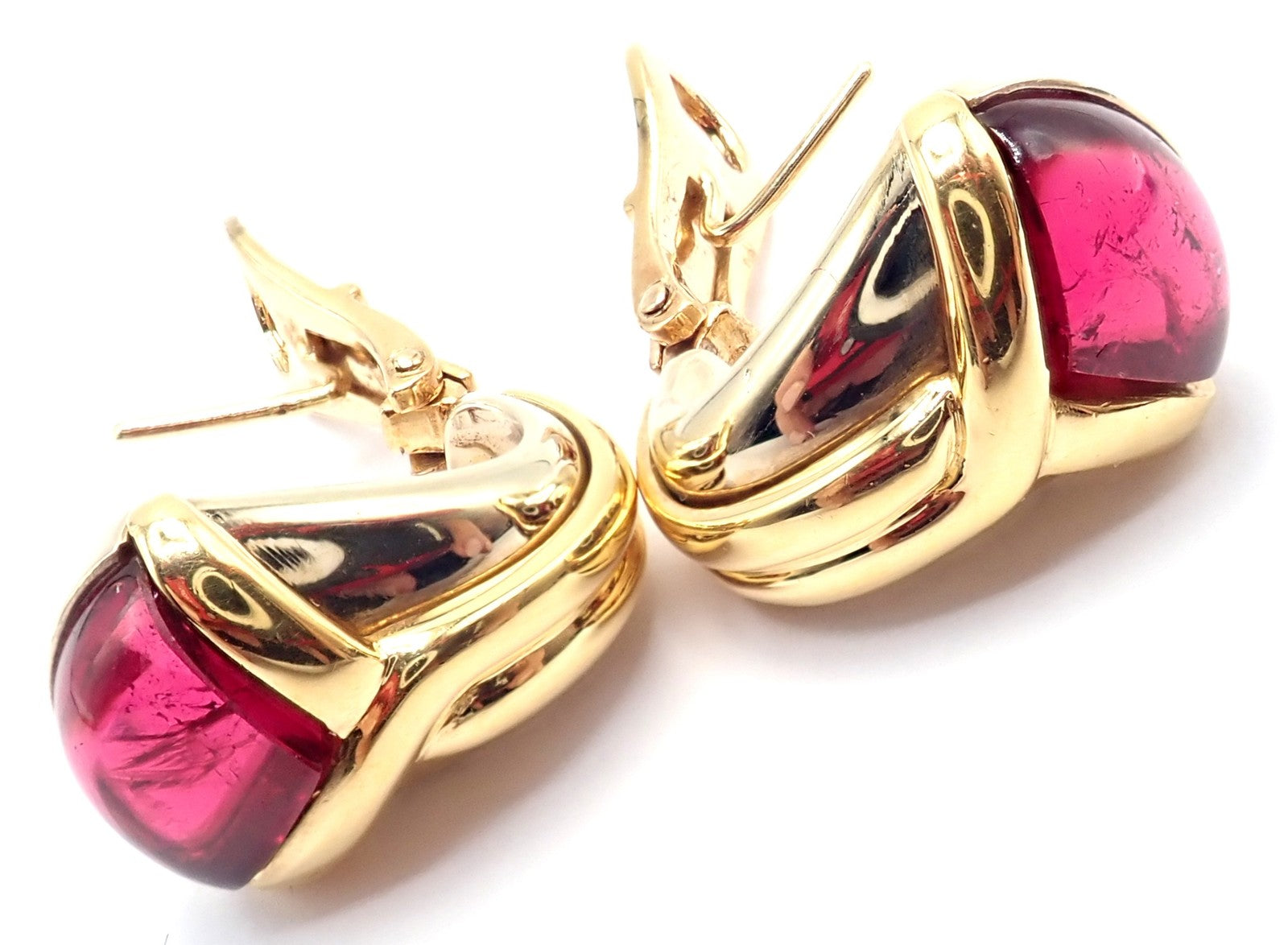 Bvlgari Jewelry & Watches:Fine Jewelry:Earrings Vintage! Bulgari Bvlgari 18k Yellow & White Gold Pink Tourmaline Earrings