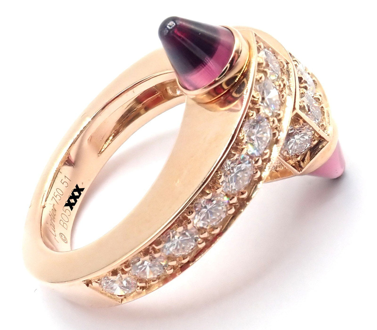 Cartier Jewelry & Watches:Fine Jewelry:Rings Authentic! Cartier Menotte 18k Rose Gold Diamond Rhodolite Band Ring