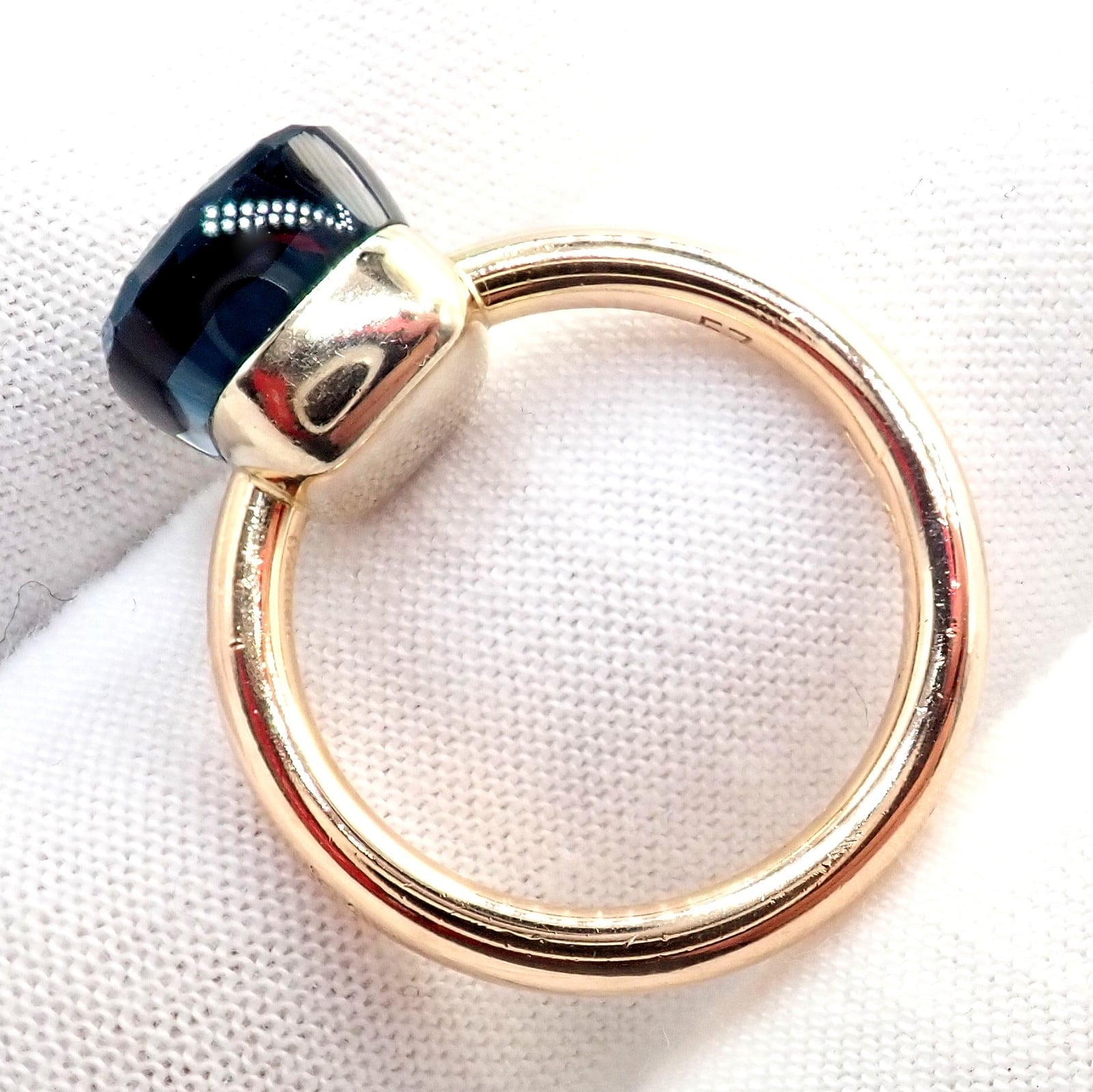Authentic! Pomellato 18k Yellow Gold Nudo Maxi London Blue Topaz Ring Sz 8.25 | Fortrove
