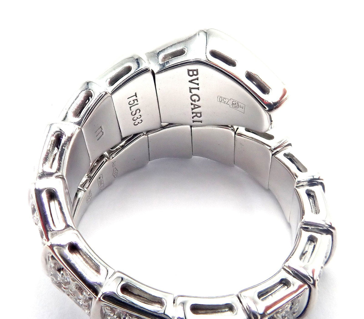 Bvlgari Jewelry & Watches:Fine Jewelry:Rings Authentic! Bulgari Bvlgari Serpenti Viper 18k White Gold Diamond Band Ring Cert