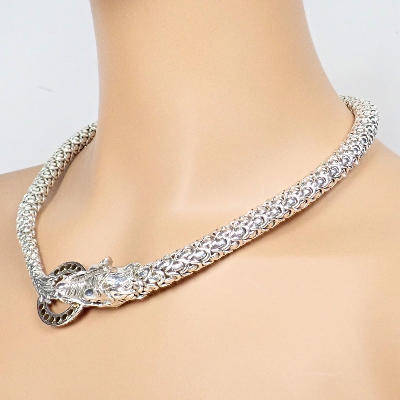 John Hardy Jewelry & Watches:Fine Jewelry:Necklaces & Pendants John Hardy JH Silver 18k Yellow Gold Naga Dragon Dots Necklace