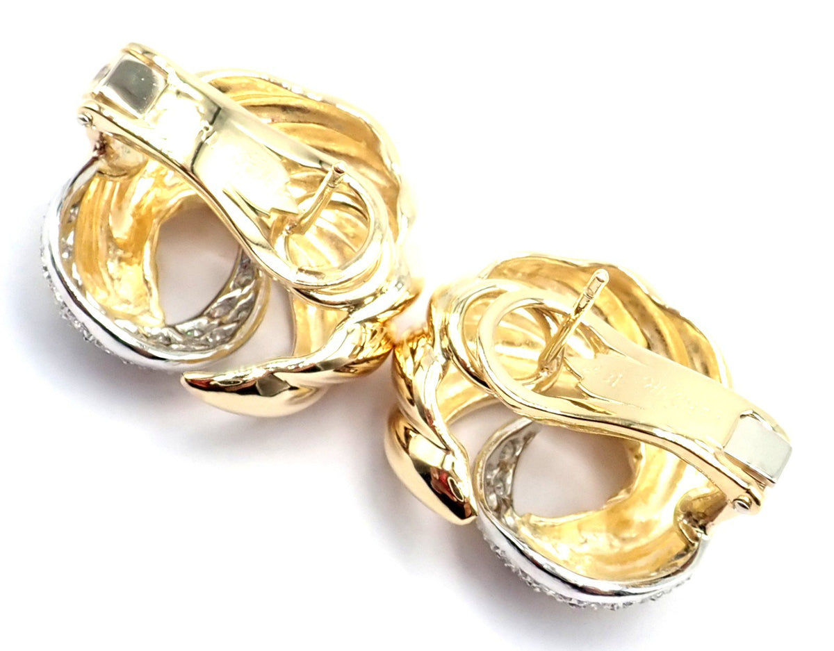 Verdura Jewelry & Watches:Fine Jewelry:Earrings Authentic! Verdura 18k Yellow Gold Diamond Swirl Earrings