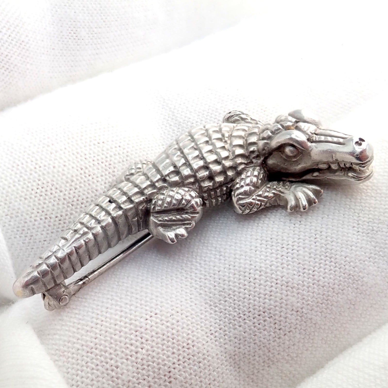 Rare! Vintage Kieselstein Cord 18k White Gold Alligator Brooch Pin 1988 | Fortrove