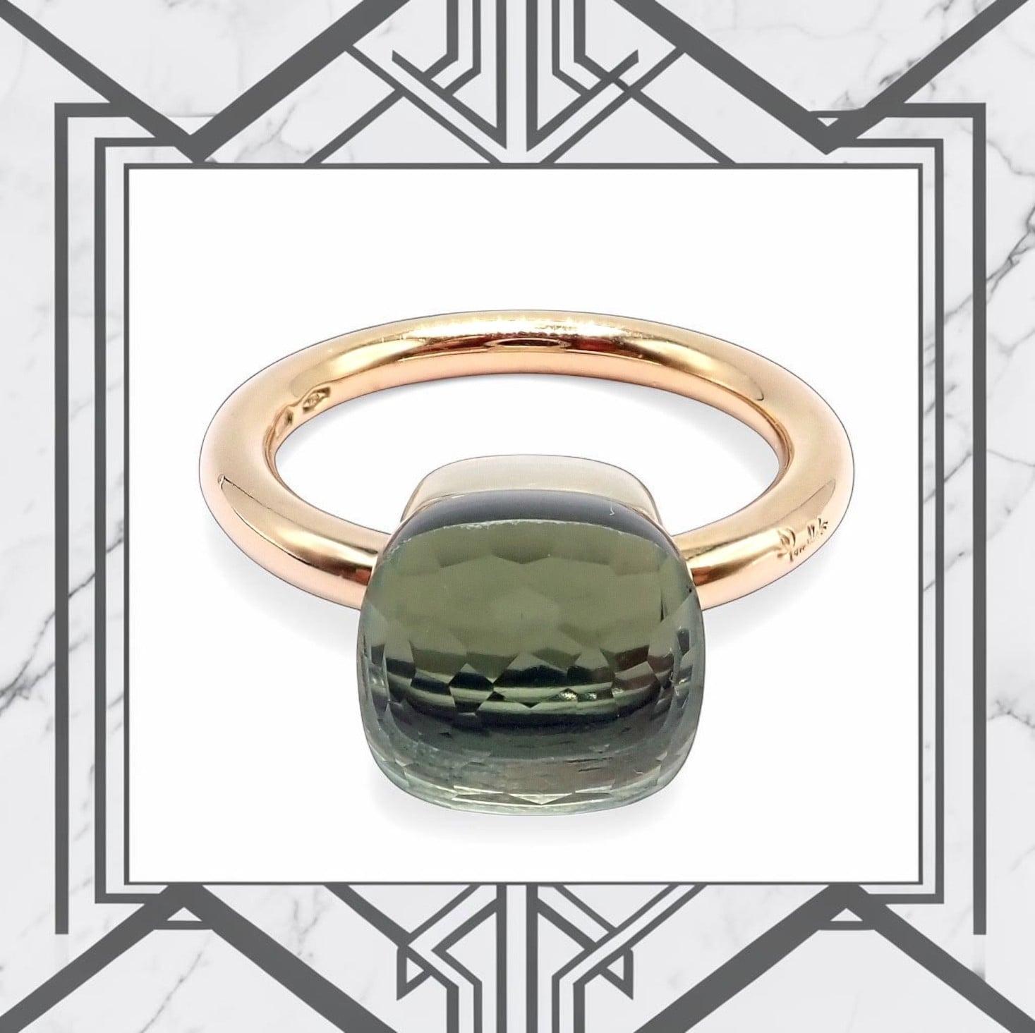Authentic! Pomellato 18k Yellow Gold Nudo Maxi Classic Prasiolite Ring Sz 8 | Fortrove