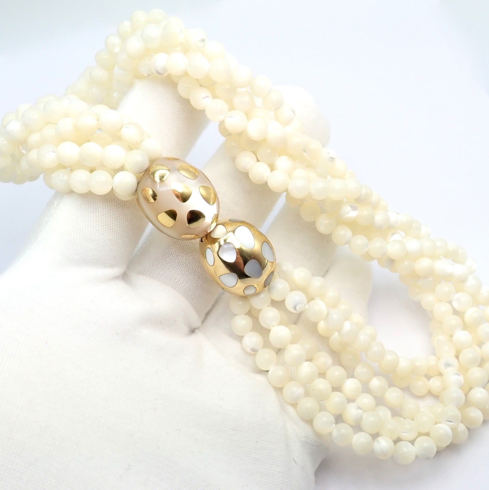Tiffany & Co. Jewelry & Watches:Fine Jewelry:Necklaces & Pendants Tiffany & Co Cummings 18k Gold Mother Of Pearl Bead Positive Torsade Necklace
