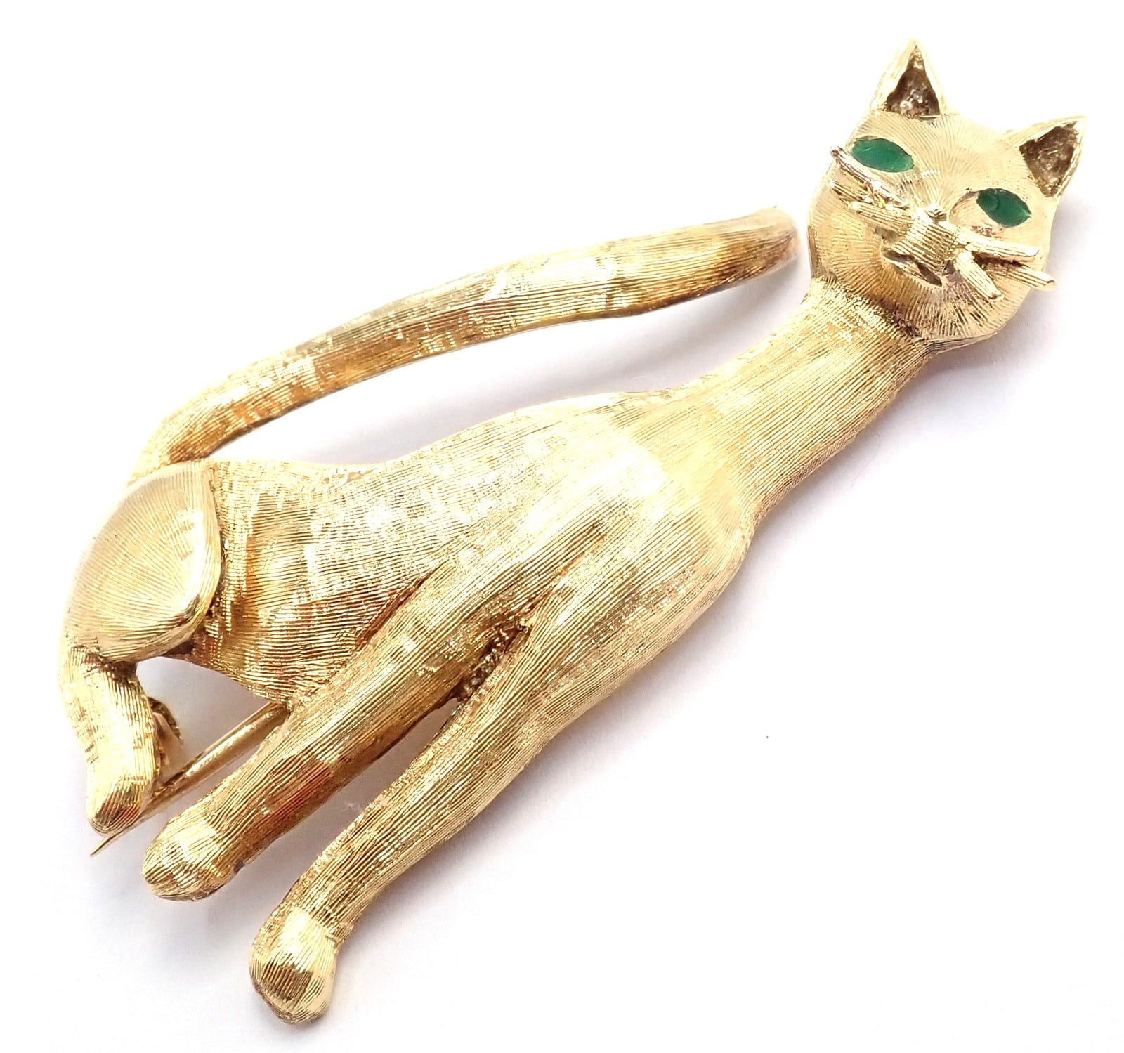 Tiffany & Co. Jewelry & Watches:Fine Jewelry:Brooches & Pins Authentic! Tiffany & Co 18k Yellow Gold Emerald Cat Pin Brooch