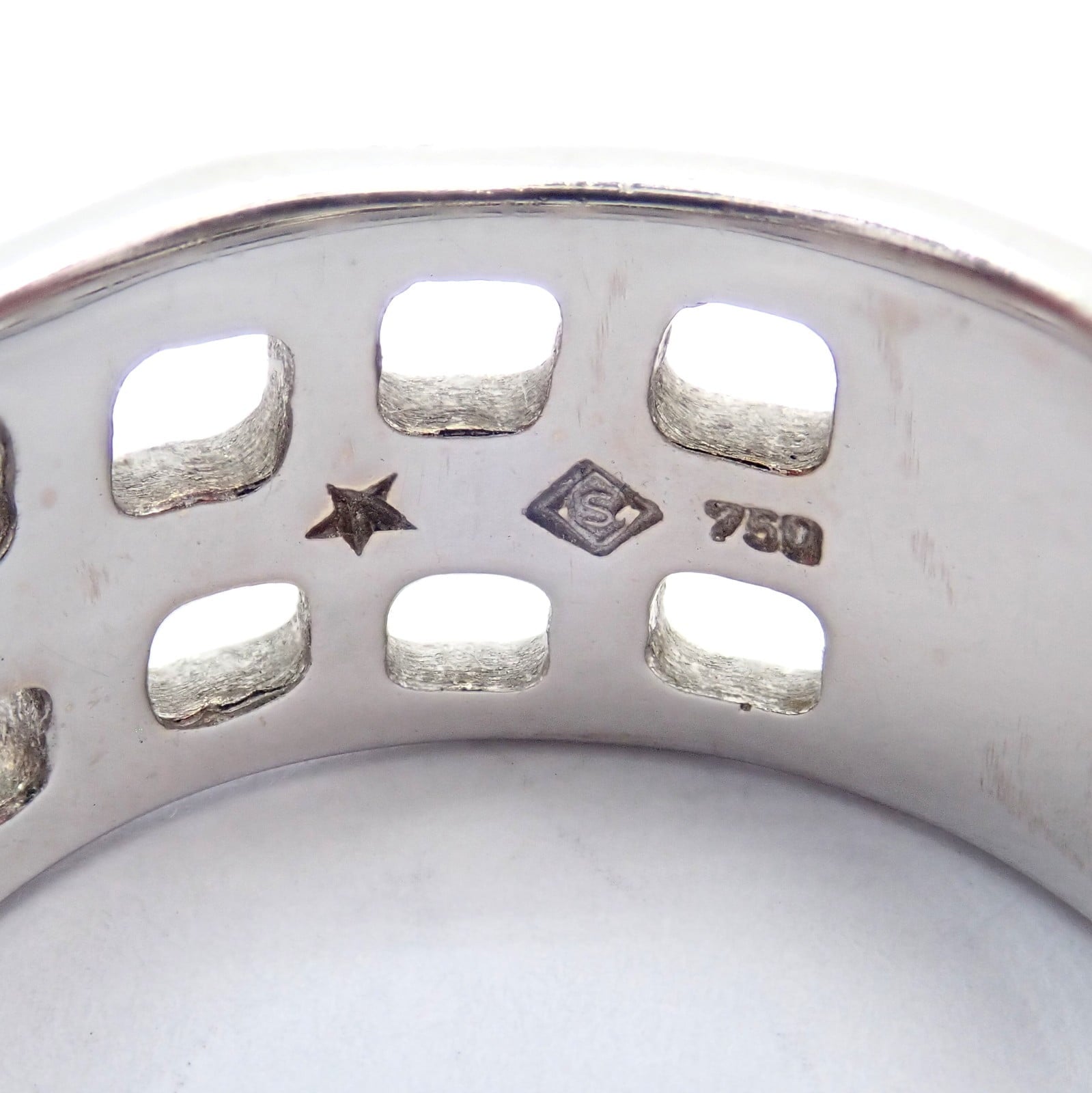 H.Stern Jewelry & Watches:Fine Jewelry:Rings Authentic! H. Stern 18k White Gold Diamond Square Hole Modernist Band Ring sz 6