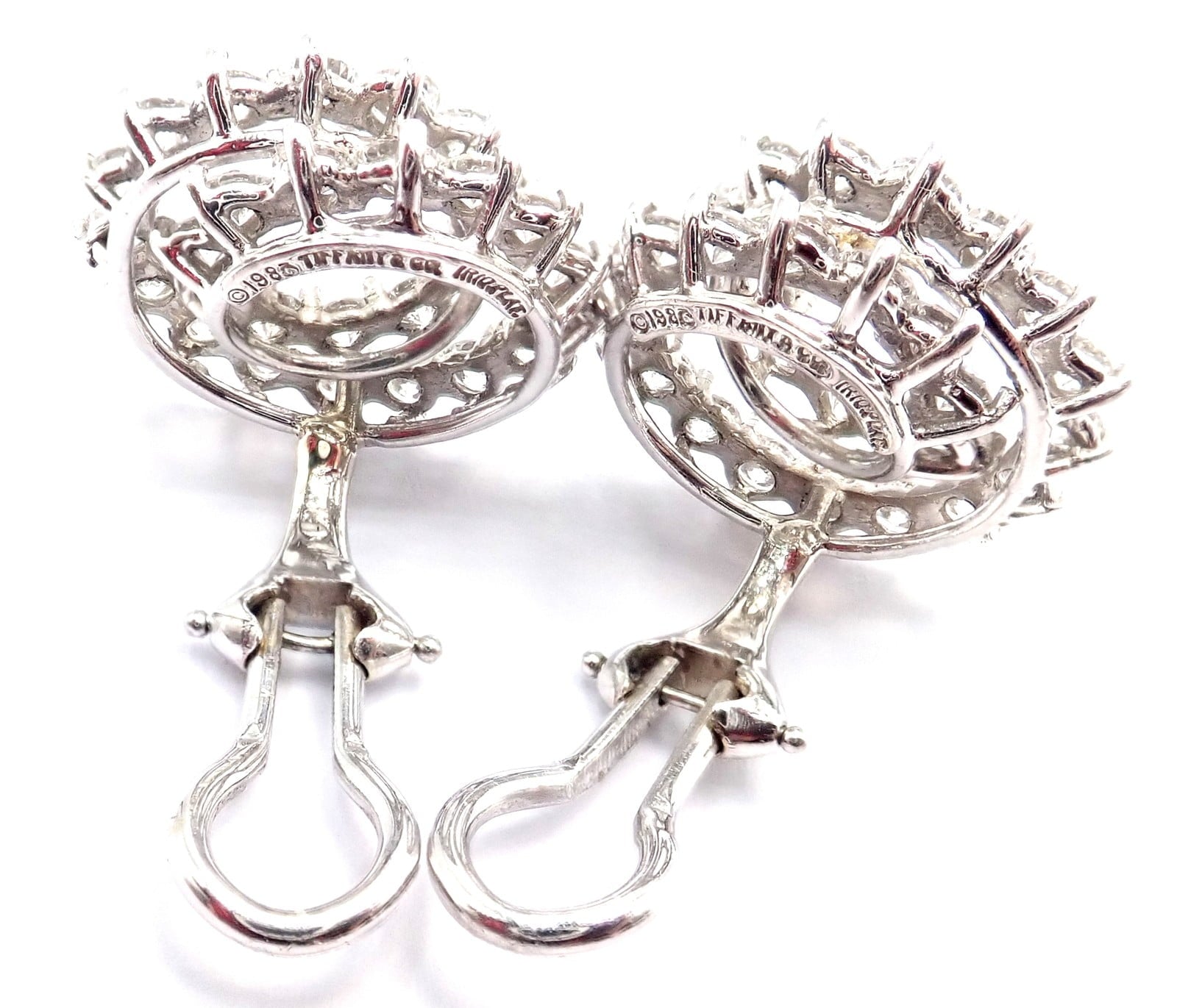 Authentic! Vintage Tiffany & Co Irid Platinum Diamond Swirl Earrings | Fortrove