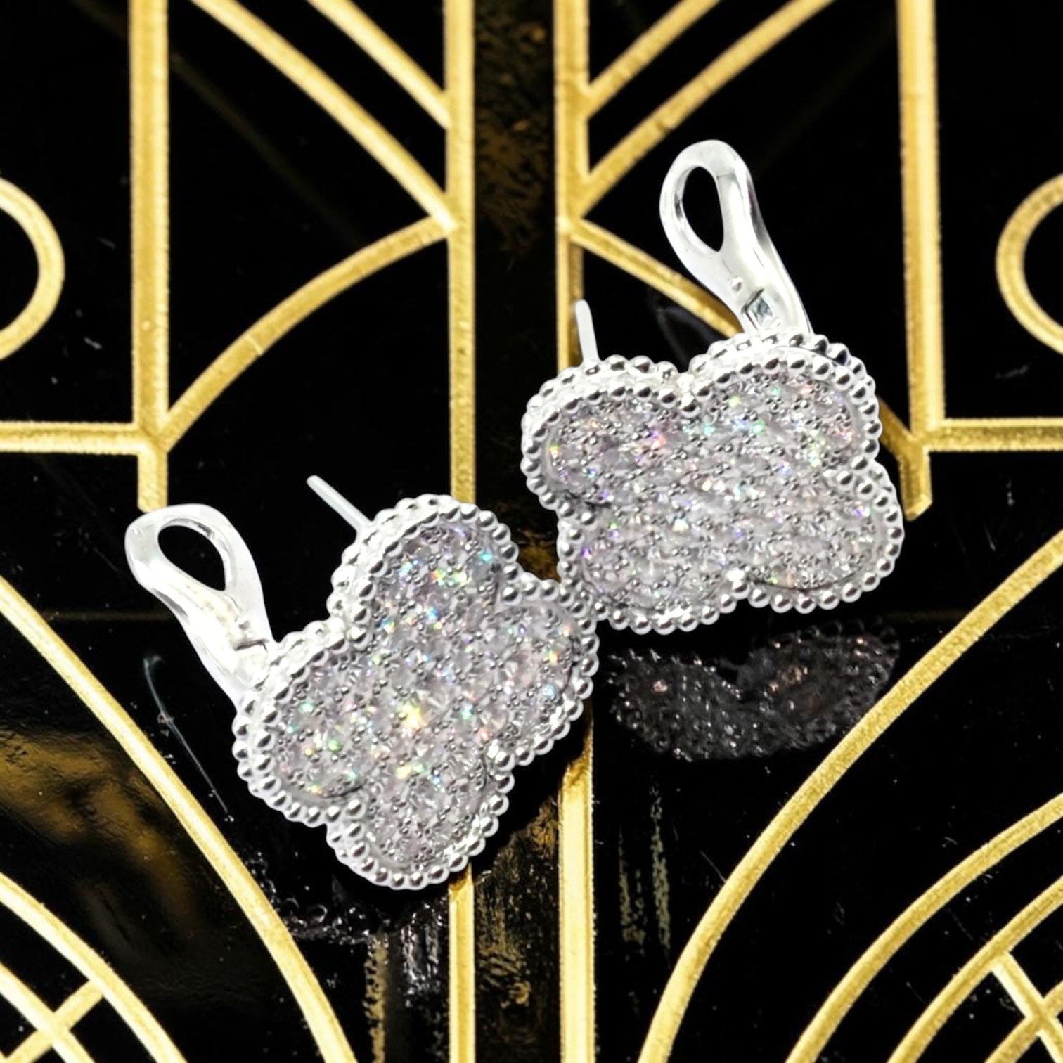 Van Cleef & Arpels Jewelry & Watches:Fine Jewelry:Earrings Authentic! Van Cleef & Arpels 18k White Gold Magic Alhambra Diamond Earrings