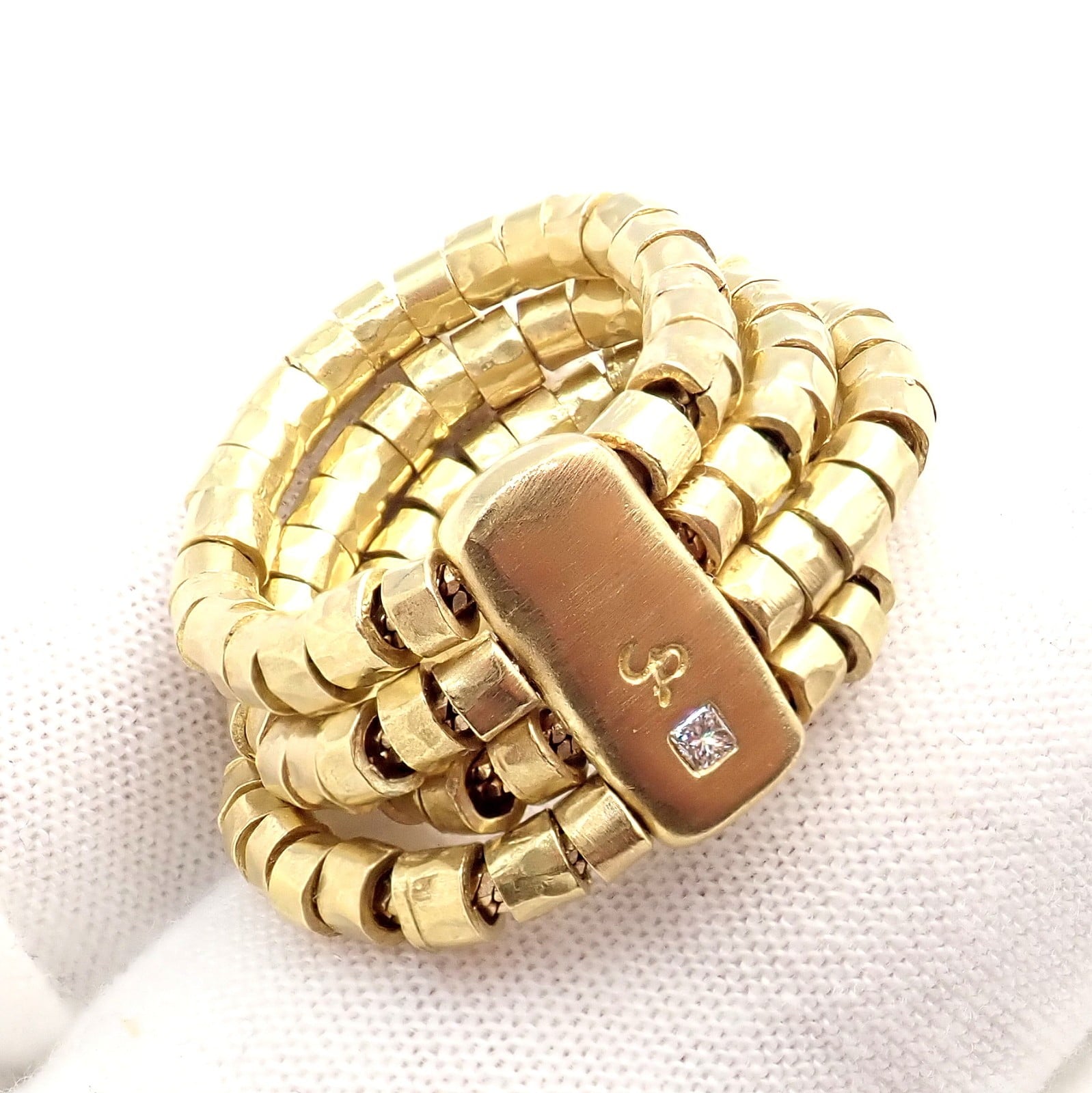H.Stern Jewelry & Watches:Fine Jewelry:Rings Authentic! H. Stern 18k Yellow Gold Diamond 4 Strand Beaded Band Ring sz 7