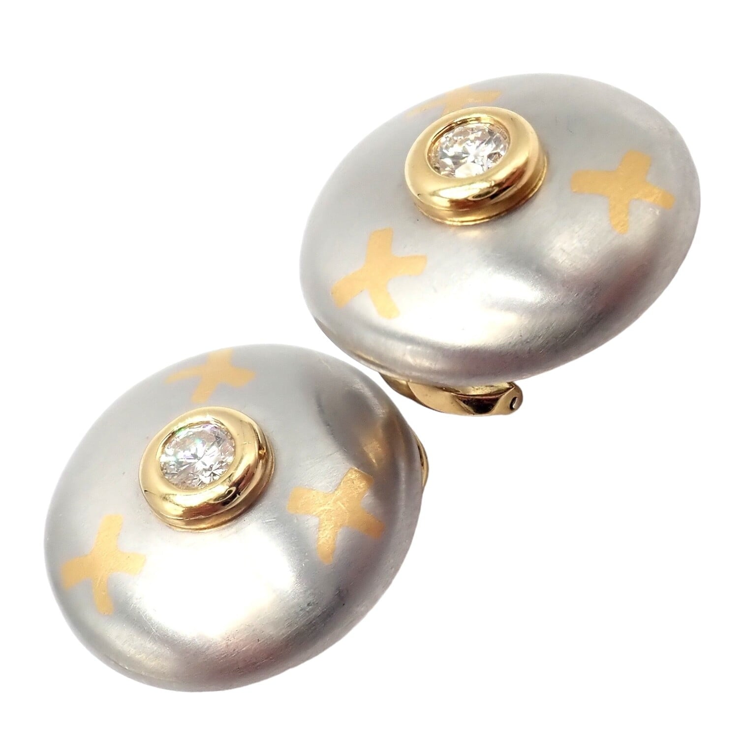 Tiffany & Co. Jewelry & Watches:Fine Jewelry:Earrings Authentic! Tiffany & Co Platinum + 18k Yellow Gold Picasso Diamond X Earrings