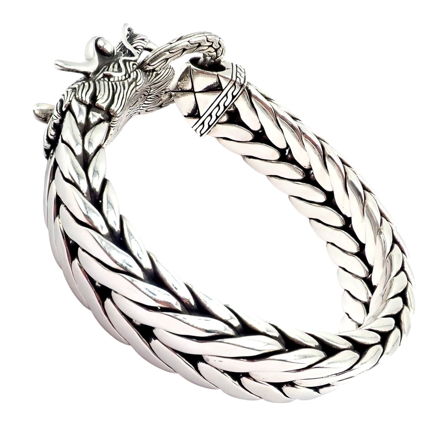 John Hardy Jewelry & Watches:Fine Jewelry:Bracelets & Charms Authentic! John Hardy JH Silver Wide Naga Dragon Large Mens XL Bracelet