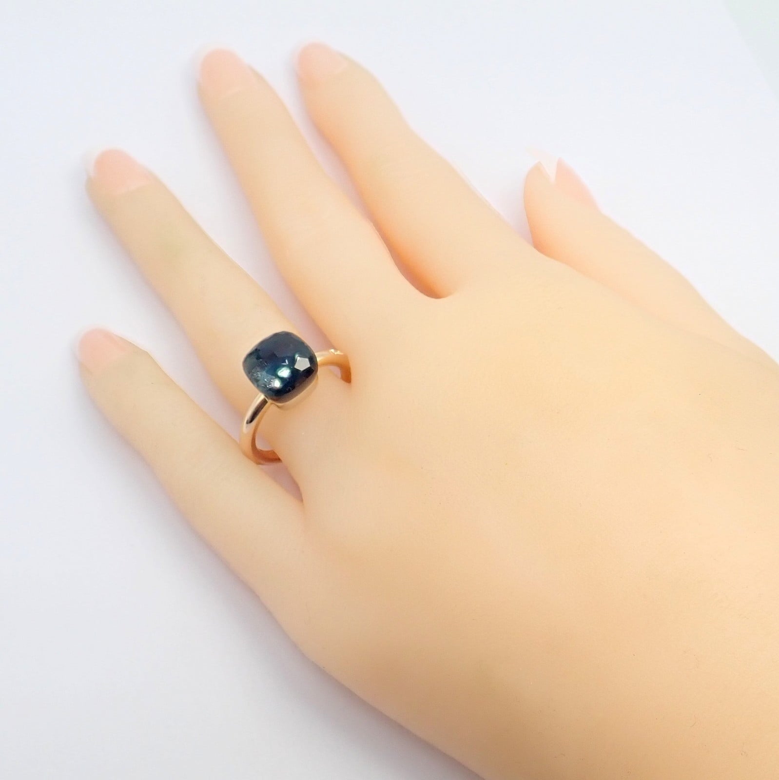 Authentic! Pomellato 18k Yellow Gold Nudo Maxi London Blue Topaz Ring Sz 8.25 | Fortrove