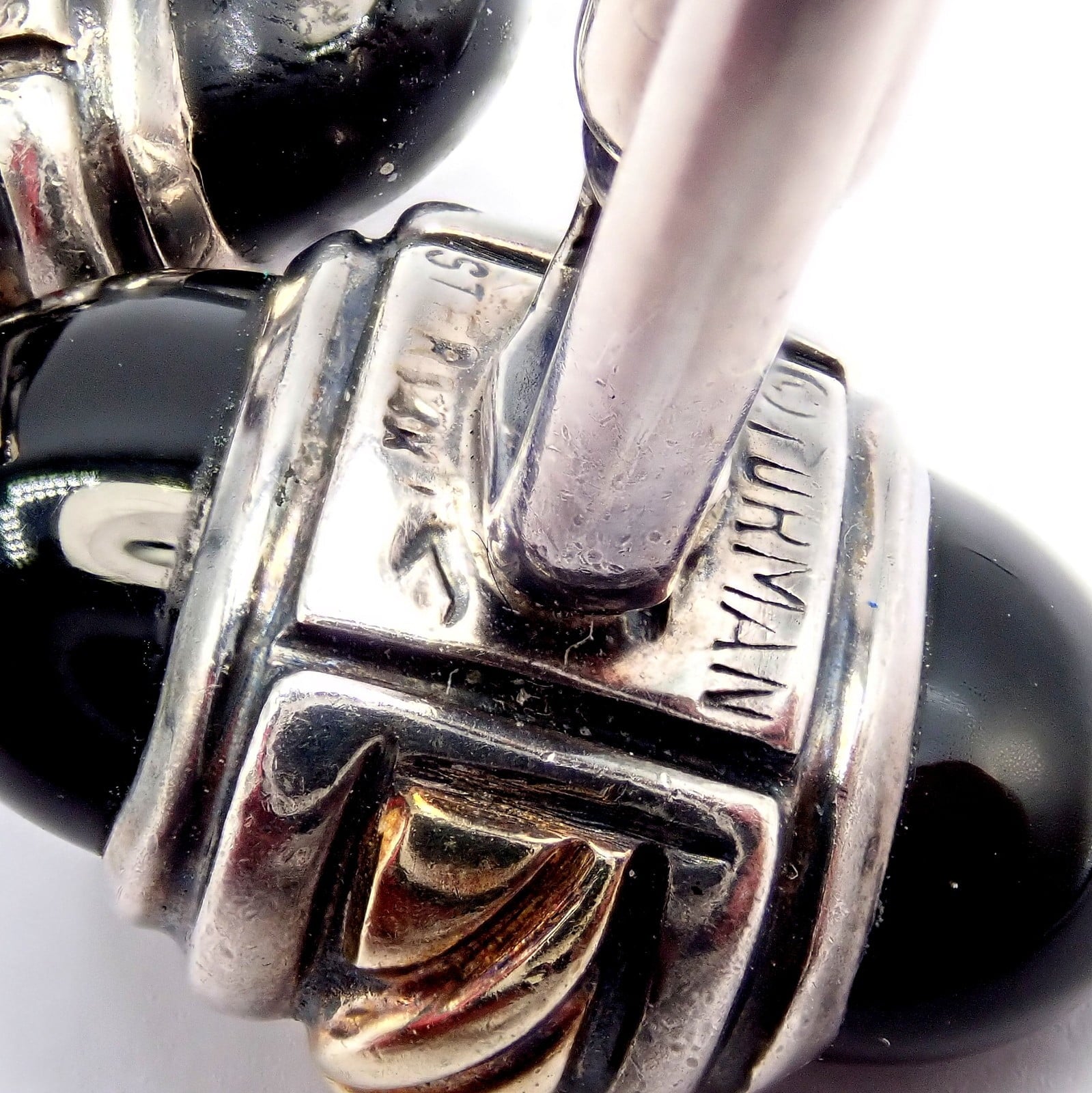 David Yurman Jewelry & Watches:Men's Jewelry:Cufflinks Authentic! David Yurman DY Silver 14k Yellow Gold Onyx Double Oval Cufflinks