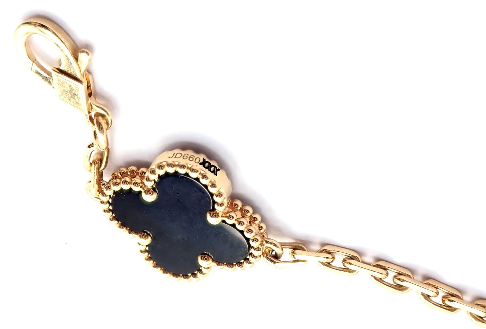 Authentic! Van Cleef & Arpels 18k Yellow Gold 5 Motif Onyx Alhambra Bracelet | Fortrove