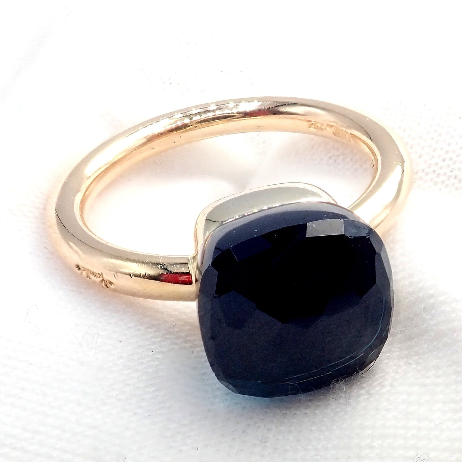 Authentic! Pomellato 18k Yellow Gold Nudo Maxi London Blue Topaz Ring Sz 8.25 | Fortrove