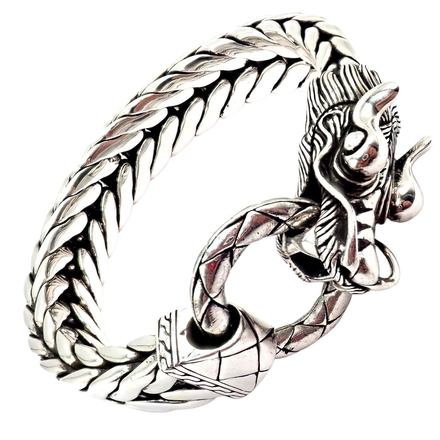 Authentic! John Hardy JH Silver Wide Naga Dragon Large Mens XL Bracelet | Fortrove