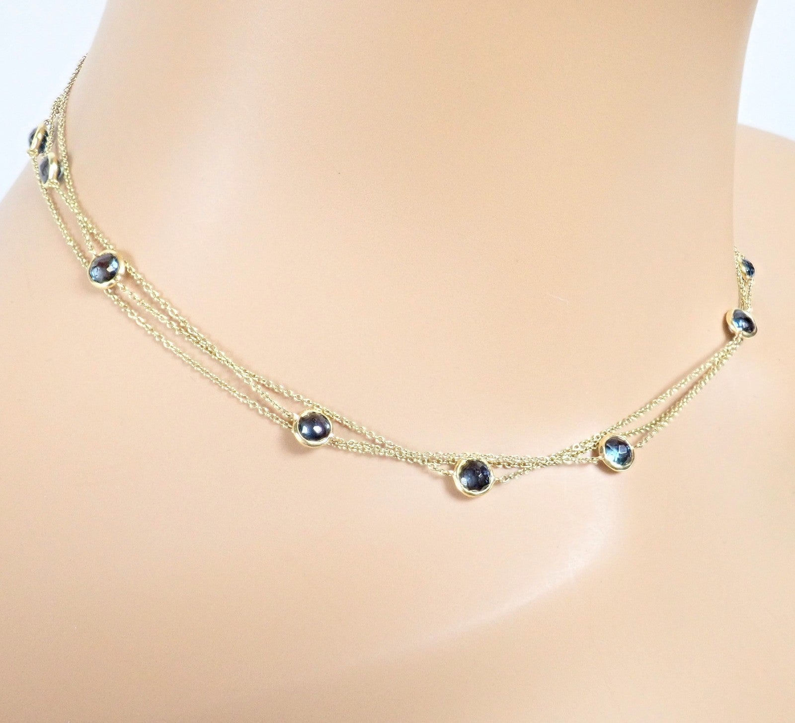Ippolita 18k Yellow Gold 14 Station Blue Sapphire 48" Long Lollipop Necklace | Fortrove