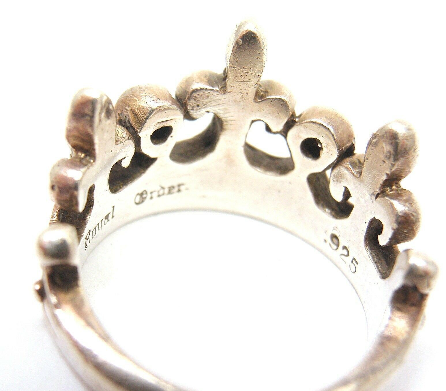 Rare! Authentic ROYAL ORDER Sterling Slver Diamond Crown Band Ring | Fortrove