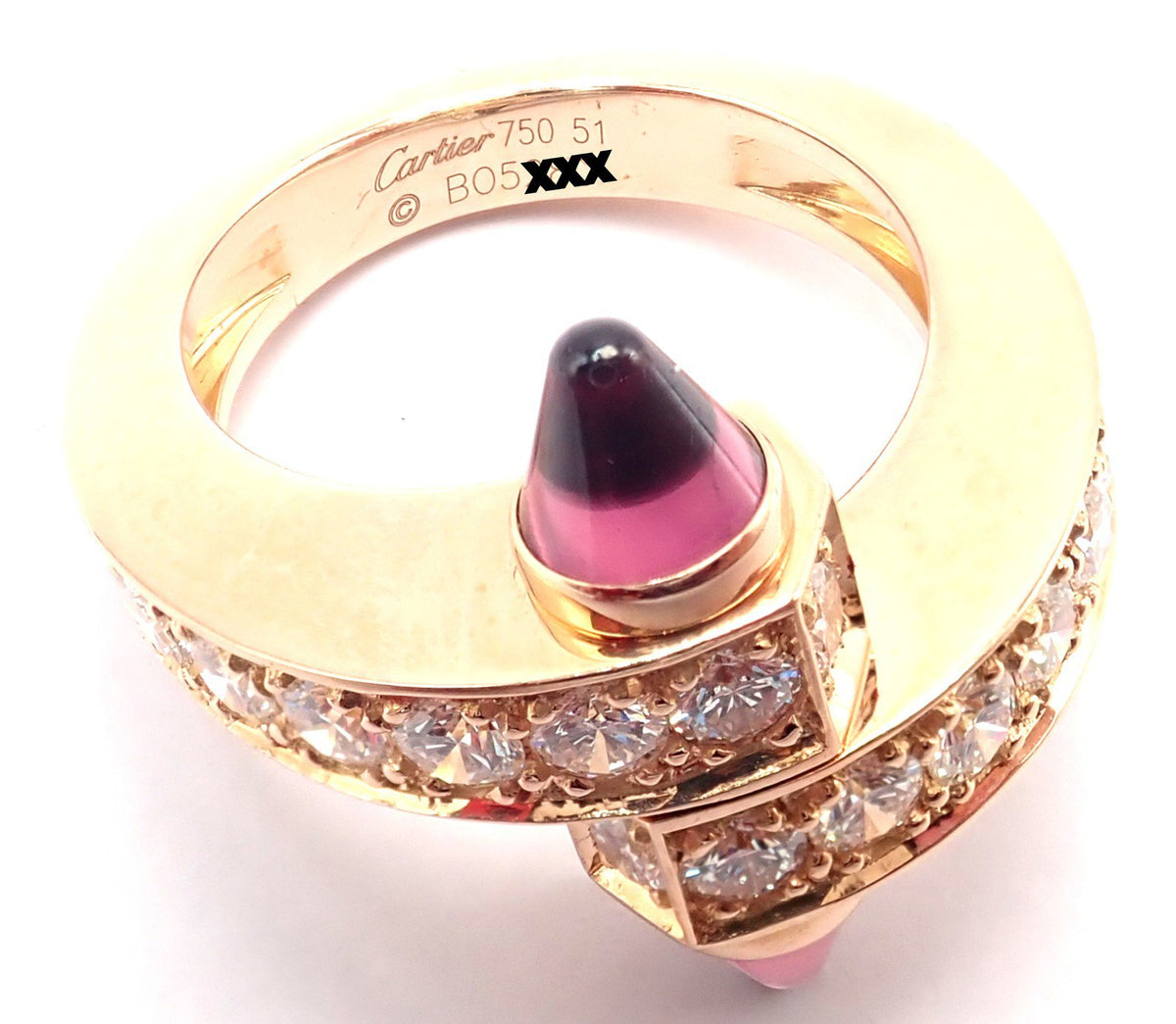 Cartier Jewelry & Watches:Fine Jewelry:Rings Authentic! Cartier Menotte 18k Rose Gold Diamond Rhodolite Band Ring
