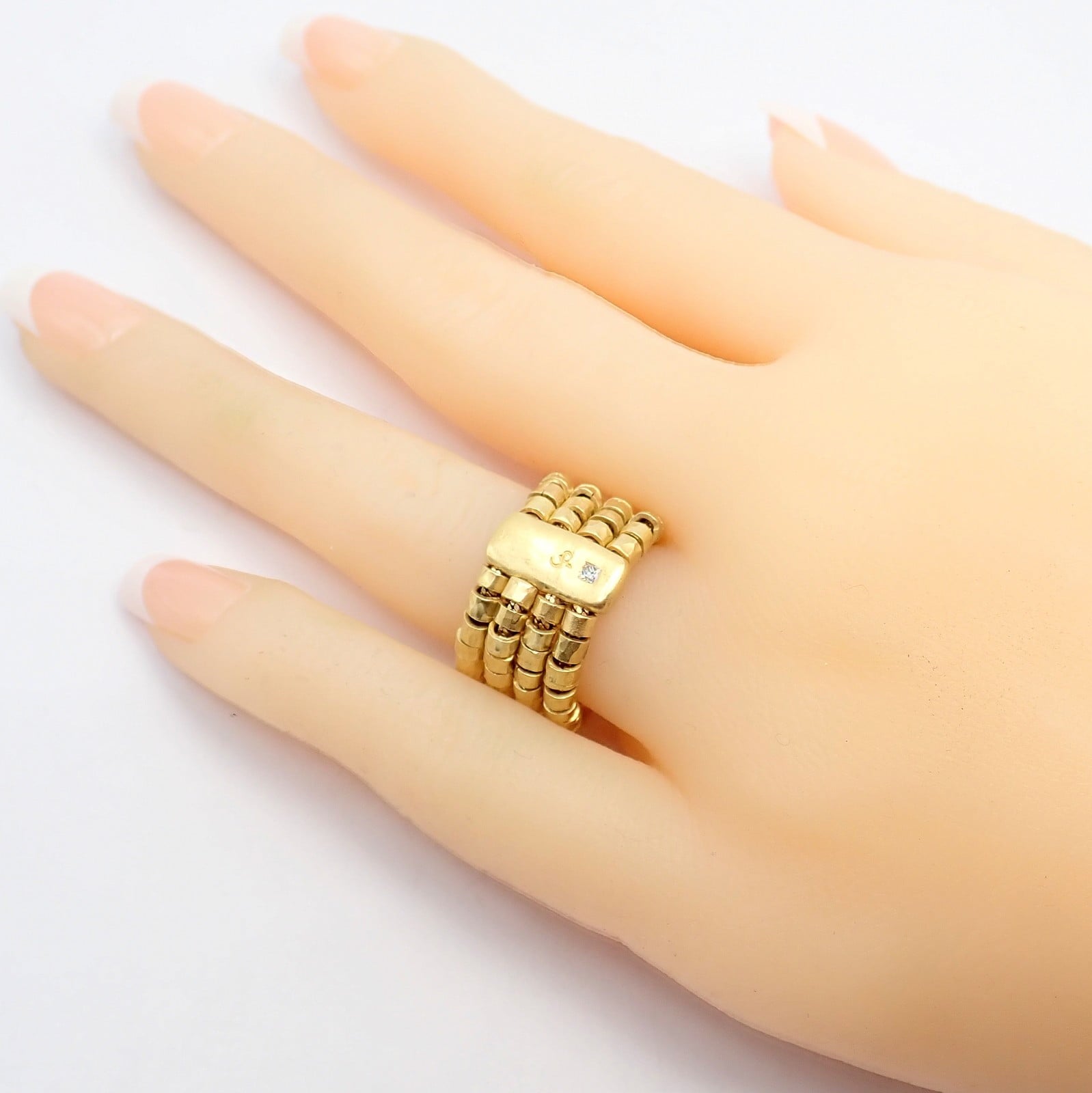 H.Stern Jewelry & Watches:Fine Jewelry:Rings Authentic! H. Stern 18k Yellow Gold Diamond 4 Strand Beaded Band Ring sz 7