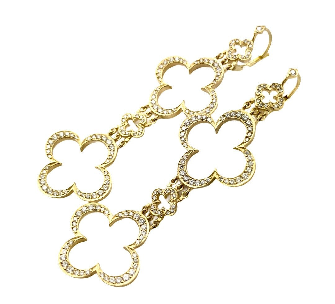 Ultra Rare Large Loree Rodkin 18k Yellow Gold 3ctw Diamond Cross Earrings | Fortrove