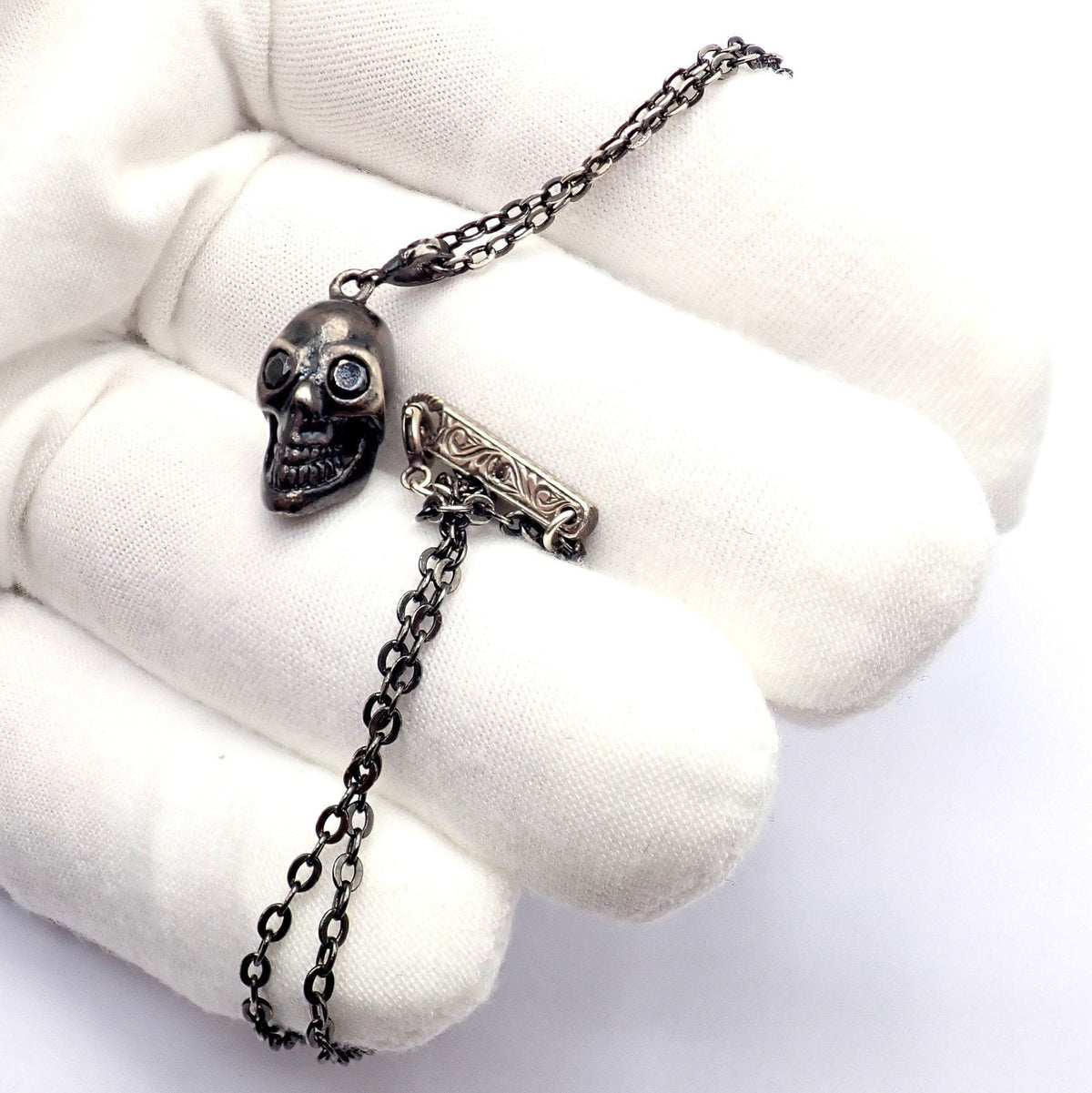 Loree Rodkin Jewelry & Watches:Fine Jewelry:Necklaces & Pendants Rare! Vintage Loree Rodkin Blackened Silver Charming Skull Necklace 20"
