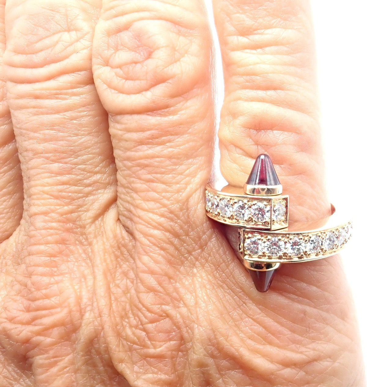 Cartier Jewelry & Watches:Fine Jewelry:Rings Authentic! Cartier Menotte 18k Rose Gold Diamond Rhodolite Band Ring
