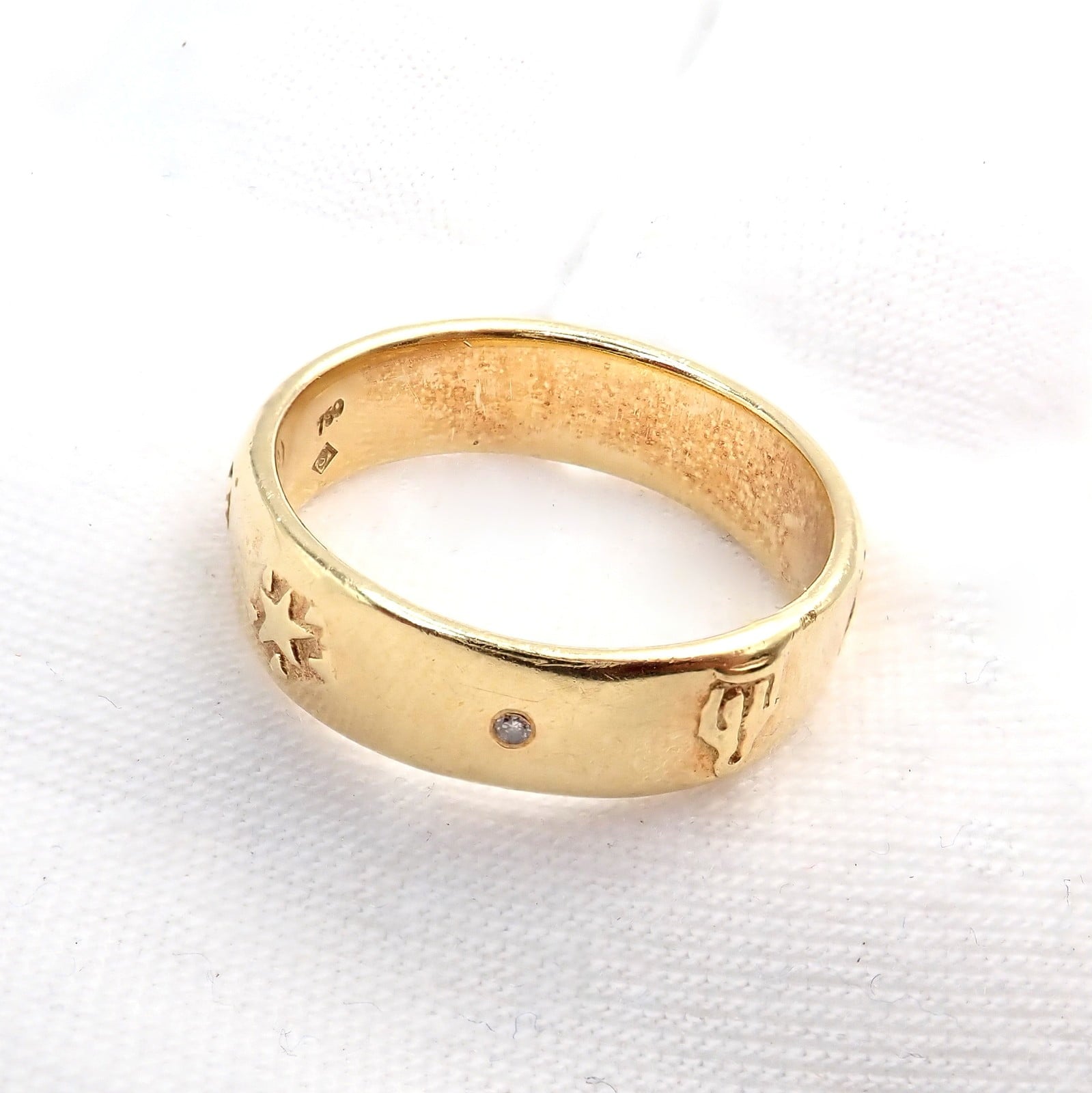 H.Stern Jewelry & Watches:Fine Jewelry:Rings Authentic! H. Stern 18k Yellow Gold Diamond Glyph Band Ring sz 7